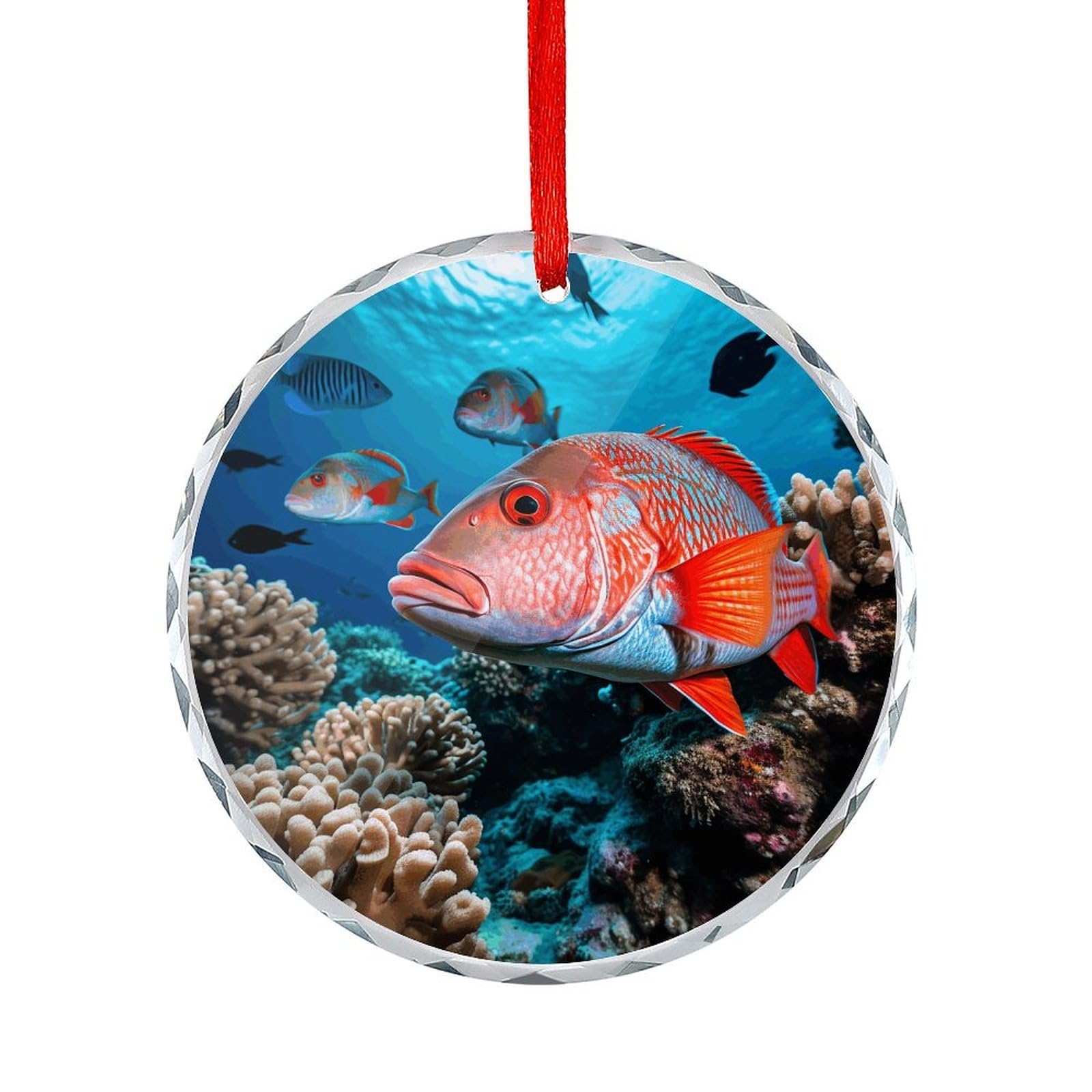 Fodpand Women's Style Fish And Coral Round Glass Ornament Keepsake Gift Exchange Ideas Car Decor,Christmas Ornaments For Tree Window Garden Ornaments