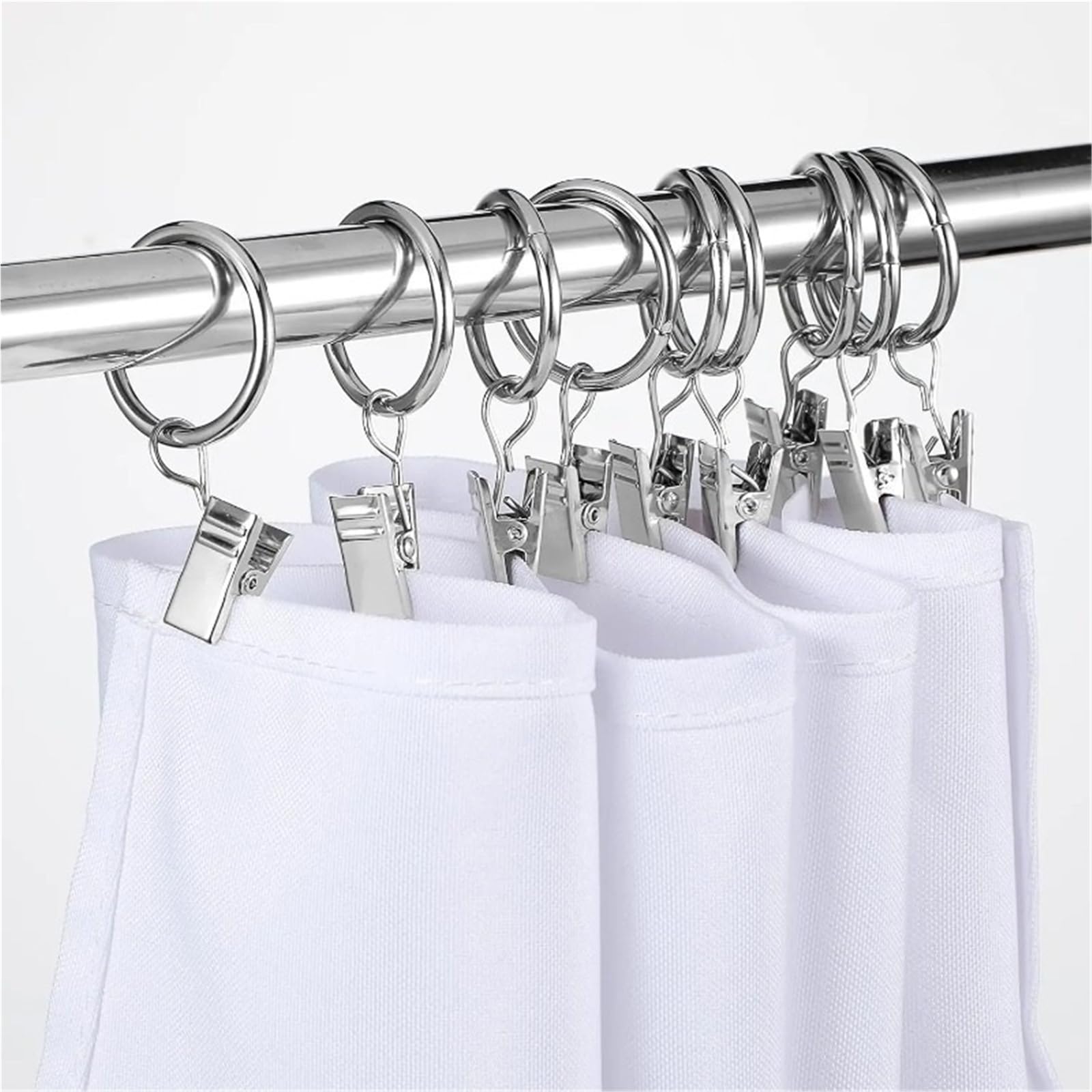 Duschvorhangringe Metall Vorhang Haken Ringe Stange Clip Fenster Dusche Klemmen Retro Wäscheklammer Pole Schnalle Hause Dekoration(Bronze-25mm,50pcs)