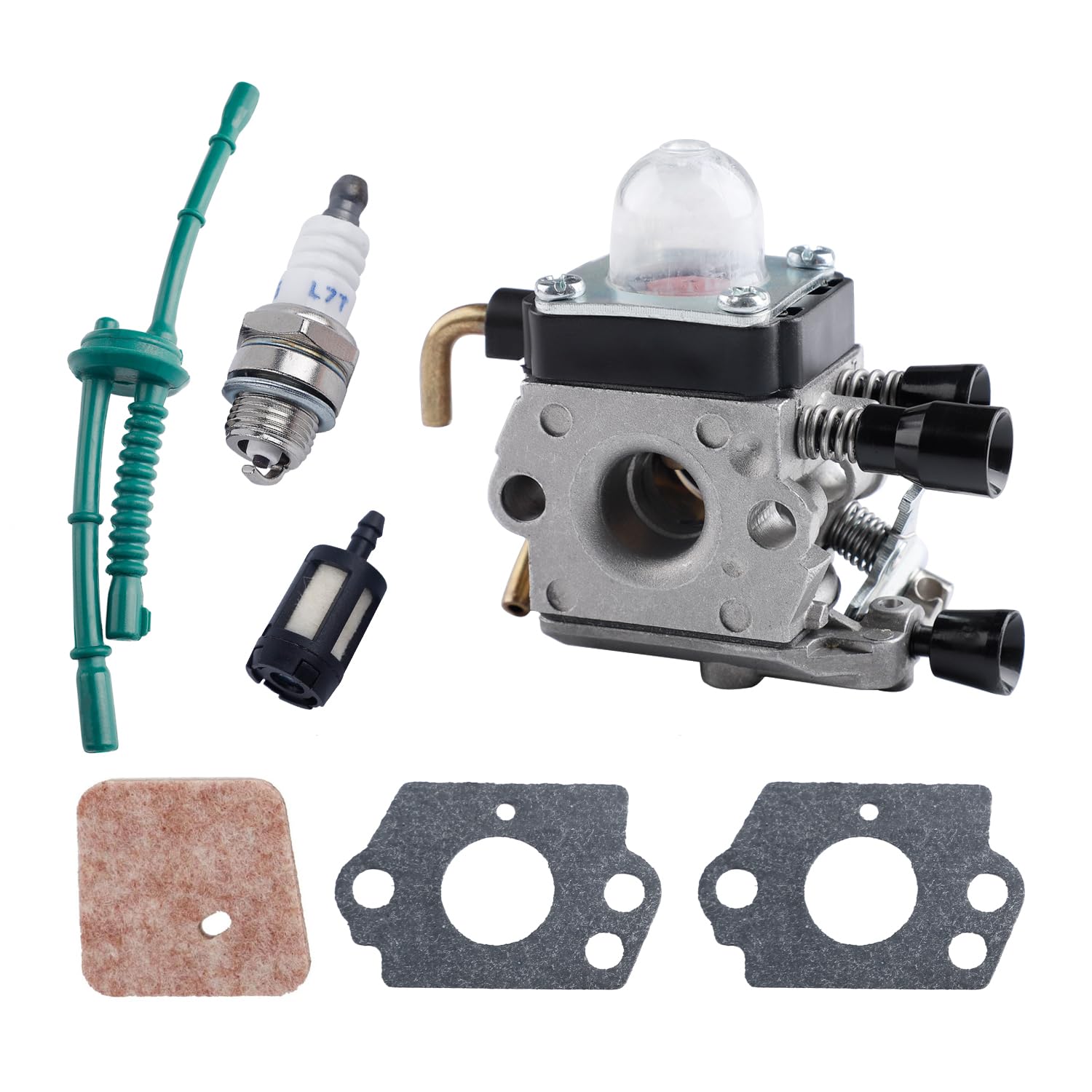 Juego de carburador para cortacésped Stihl FS38, FS45, FS46, FS55, FS74, FS75, FS80, FS85, HL45, HL75, HS70, HS74, KM55, KM55R, carburador con Kit de línea de Combustible, Repuesto de Filtro