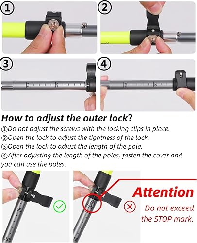Miniatura 7 de Bastones de trekking plegables, paquete de 2 bastones de senderismo de aleación de aluminio 7075, ajustables de 45 a 53 pulgadas con agarres de EVA