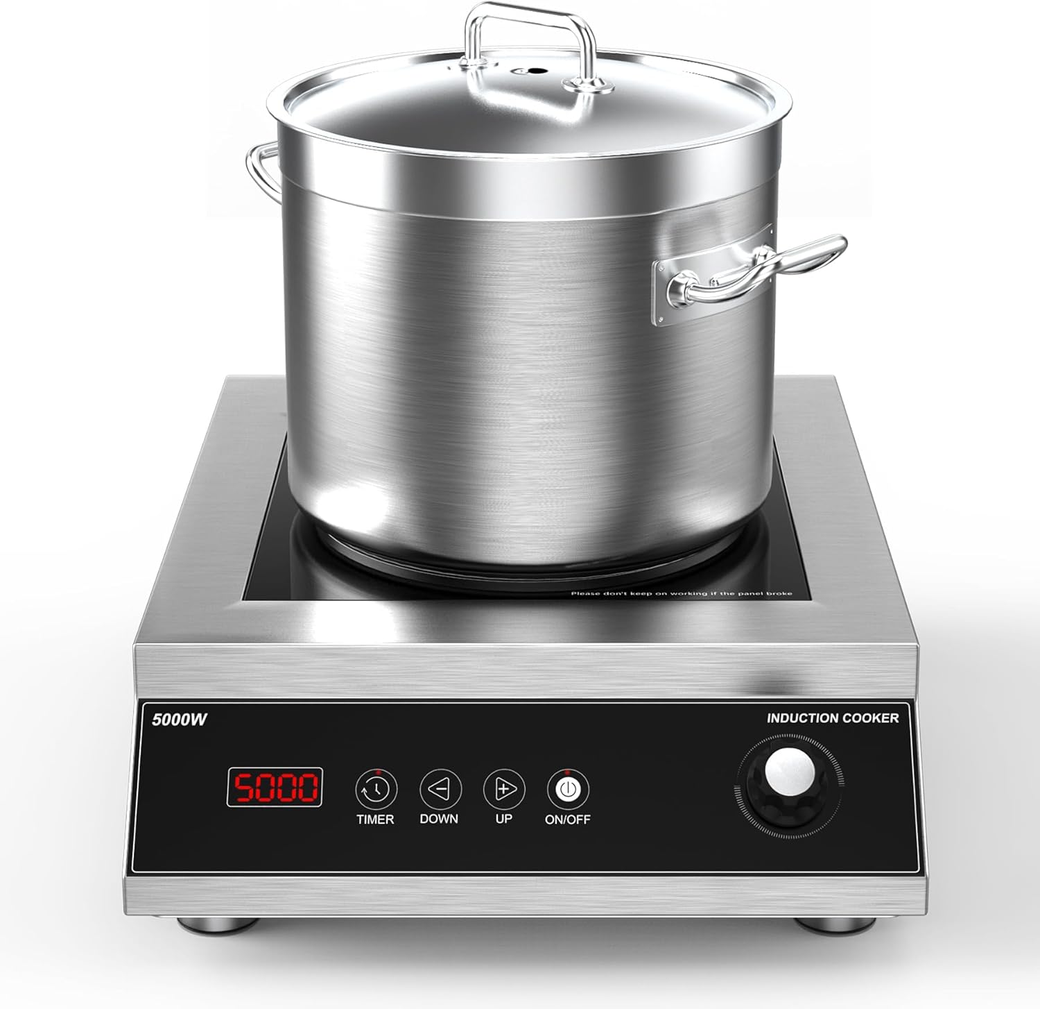 VBGK Commercial Induction Cooktop 5000W Professional Cooktop 220V Hot Plate with LCD Touch Knob control 4 Hours Timer,16 Power Levels,Auto-Shut-Off,Induction Stove Top with Plug