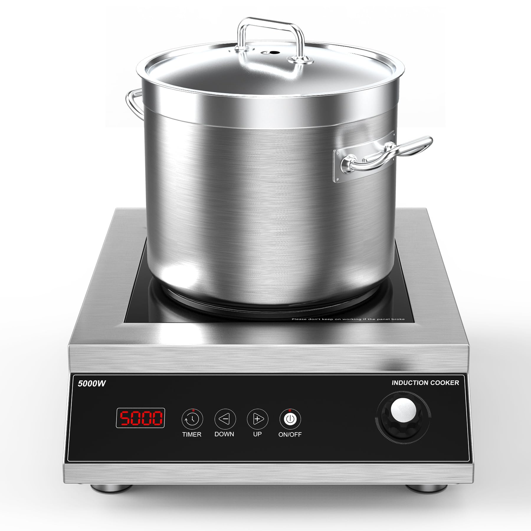 VBGK Commercial Induction Cooktop 5000W Professional Cooktop 220V Hot Plate with LCD Touch Knob control 4 Hours Timer,16 Power Levels,Auto-Shut-Off,Induction Stove Top with Plug
