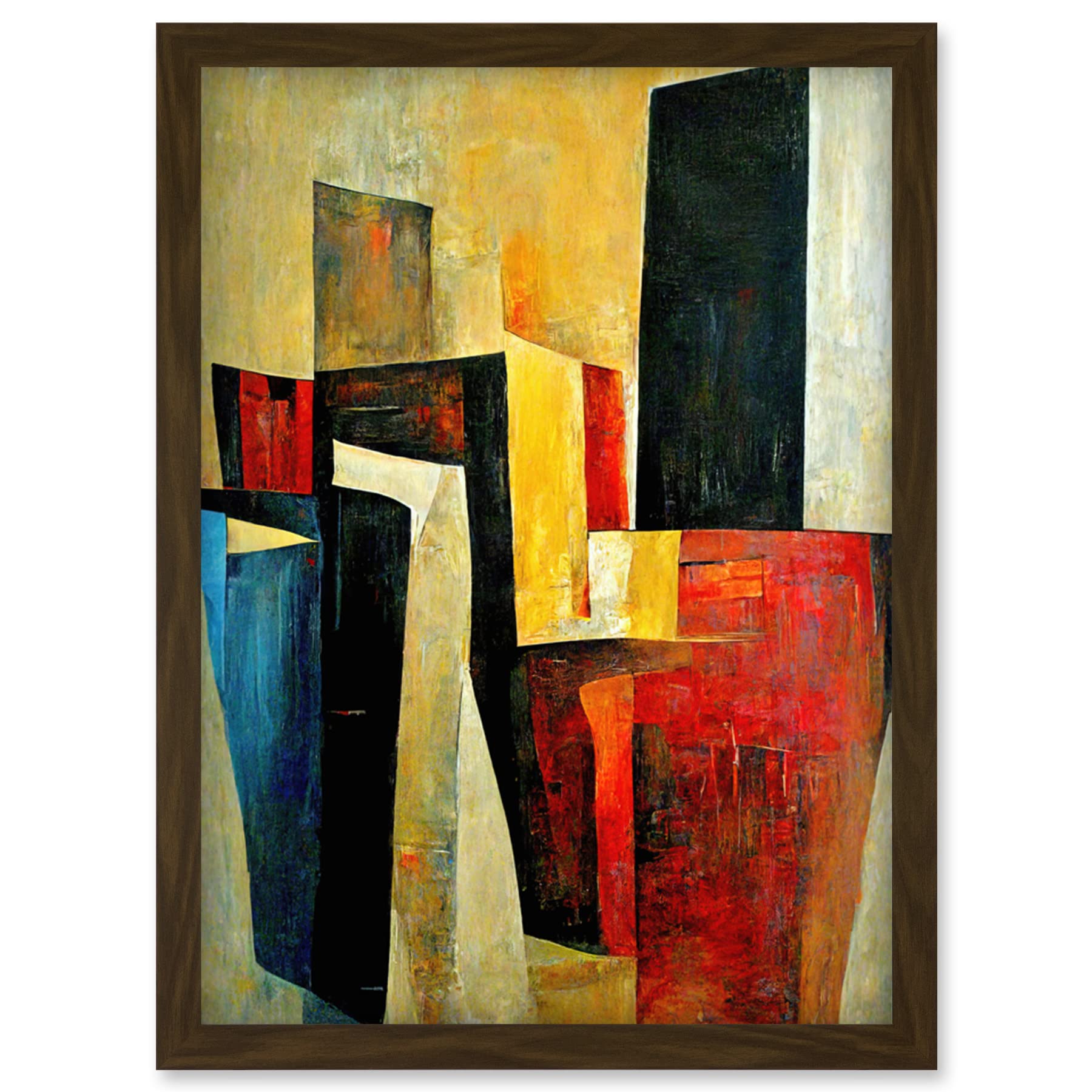 Doppelganger33 LTD Bold Modern Abstract Cubism Acrylic Painting Artwork Framed Wall Art Print A4