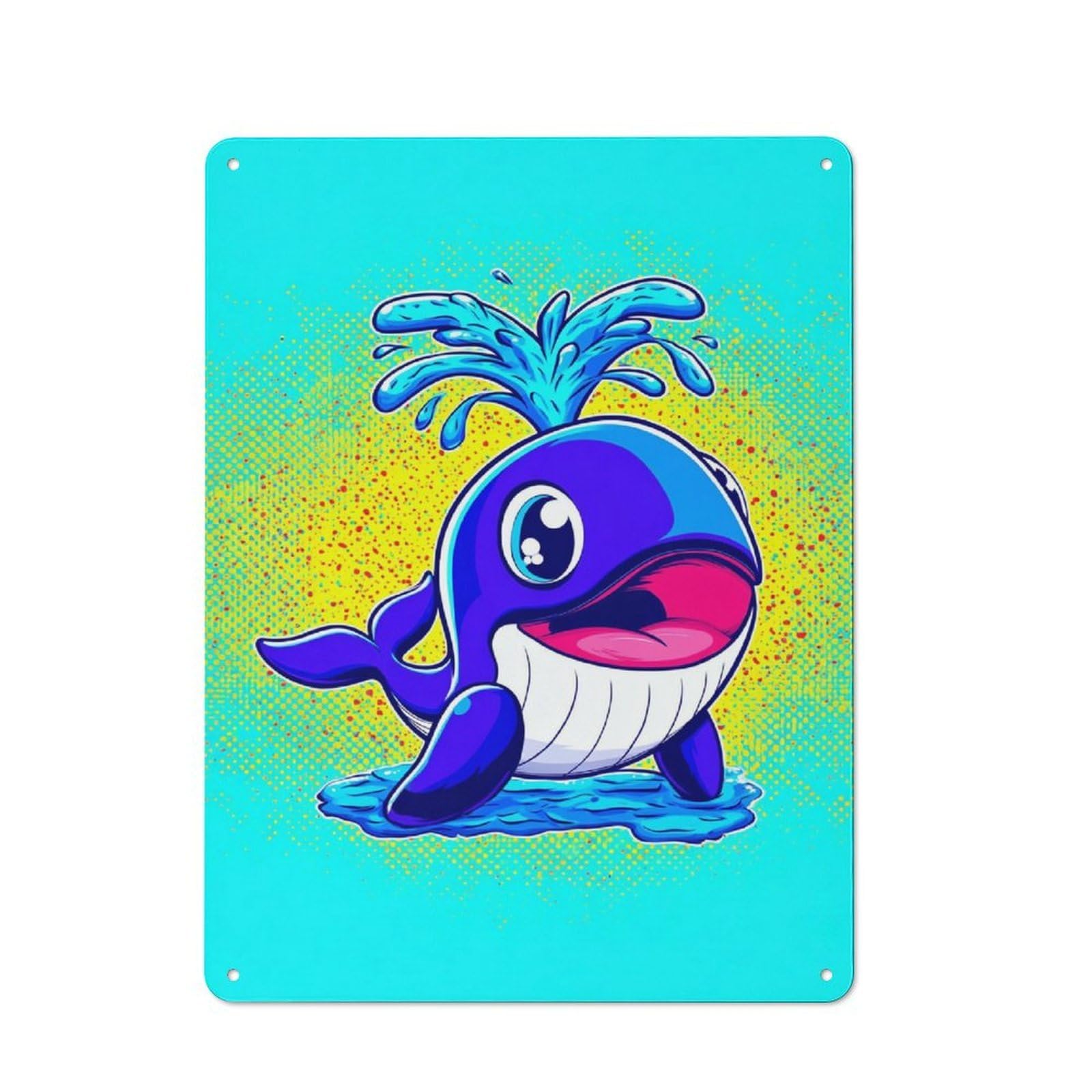 Junmoney Whale Of A Time Fun Illustration Retro Metal Plaque 40X30cm For Lounge Or Reading Corner, Suited To Lounge Decor Fans