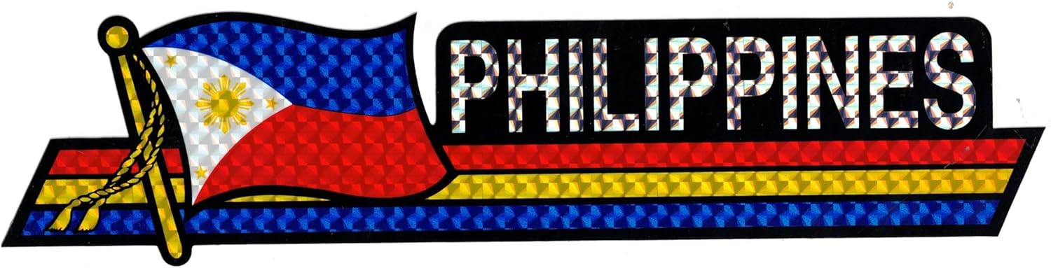 Pack of 50 Philippines Flag 3"x12" Reflective Decal Bumper Sticker DCX-187