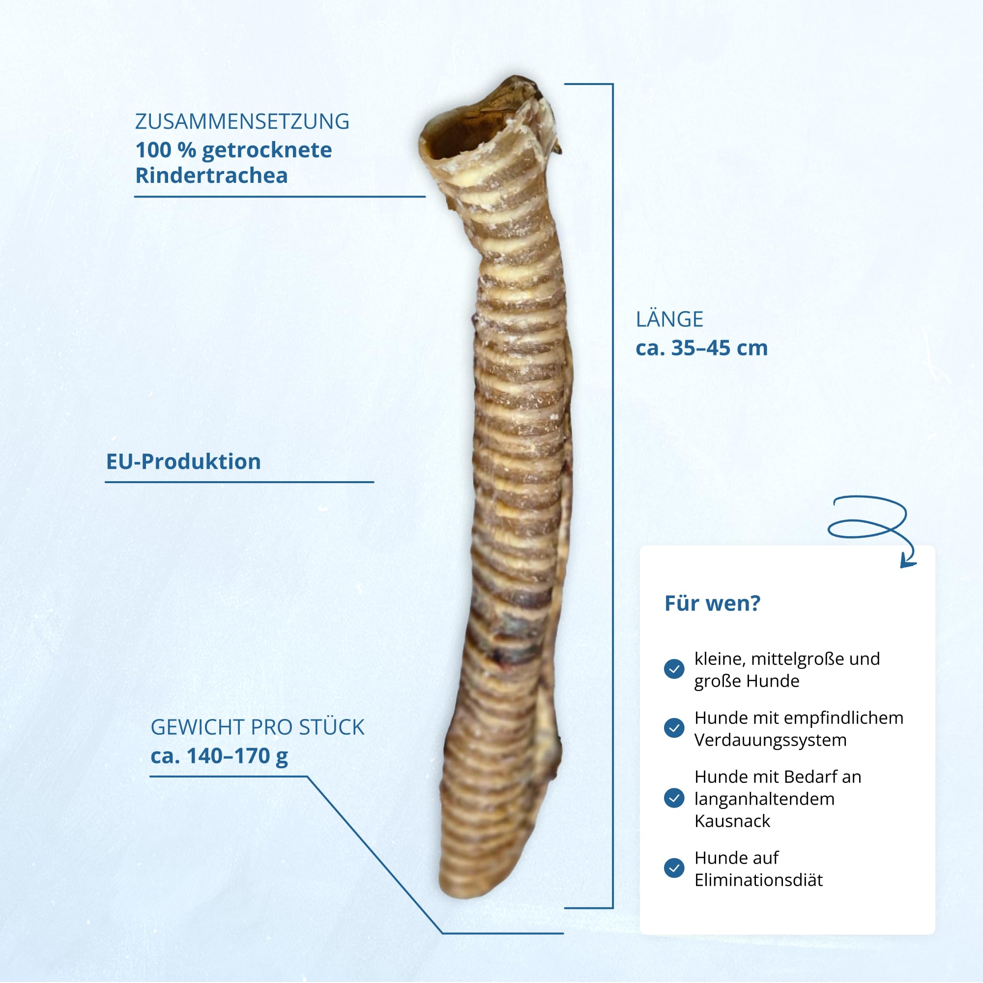 2 kg Trachée de bœuf séchée pour Chien - Friandise Naturelle à mâcher - Morceaux Longs - sans additifs
