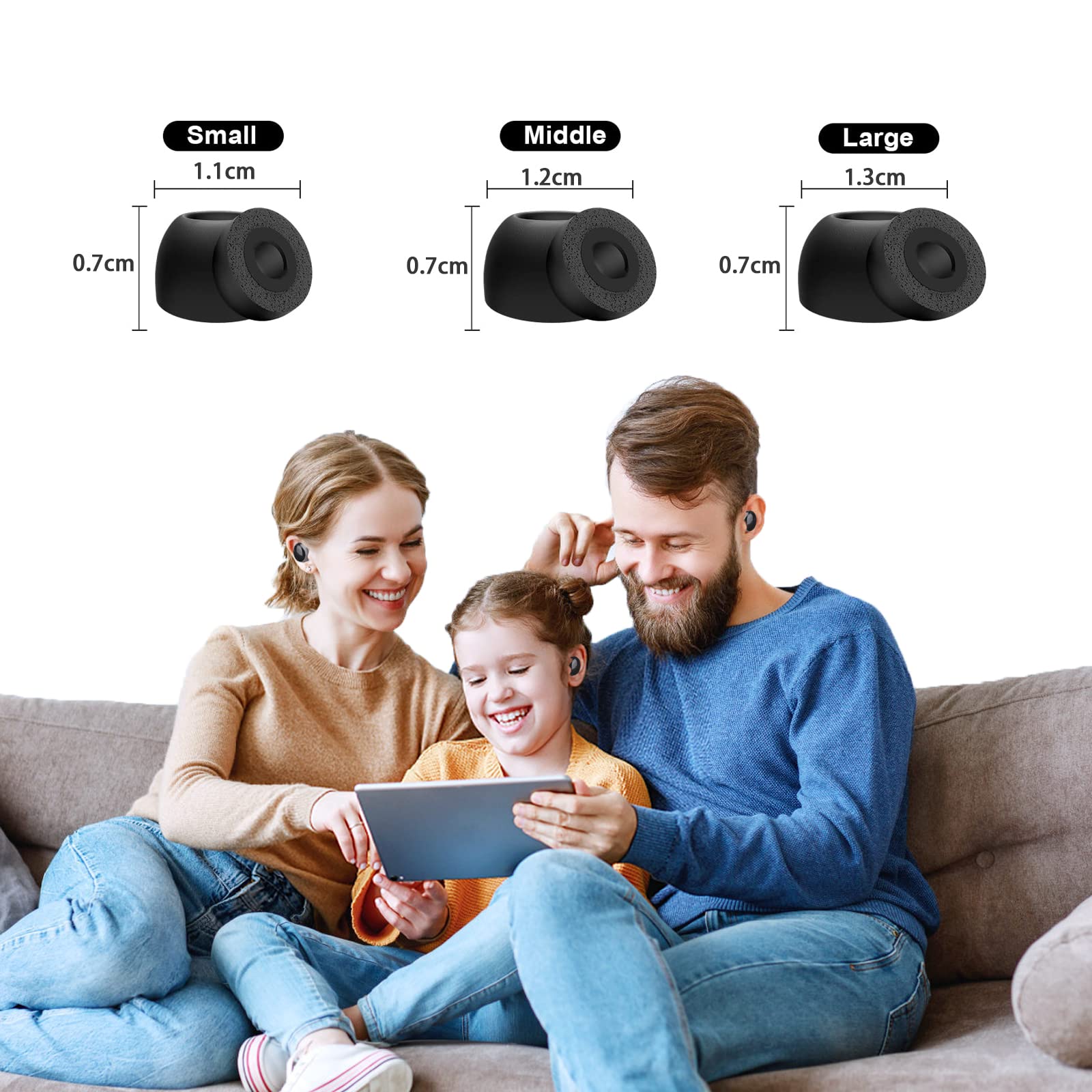 3 pary nakładek na uszy z pianki memory, kompatybilne z Samsung Galaxy Buds 2 Pro, silikonowe zatyczki do uszu, izolacja akustyczna, antypoślizgowe, rozmiary S/M/L, czarne