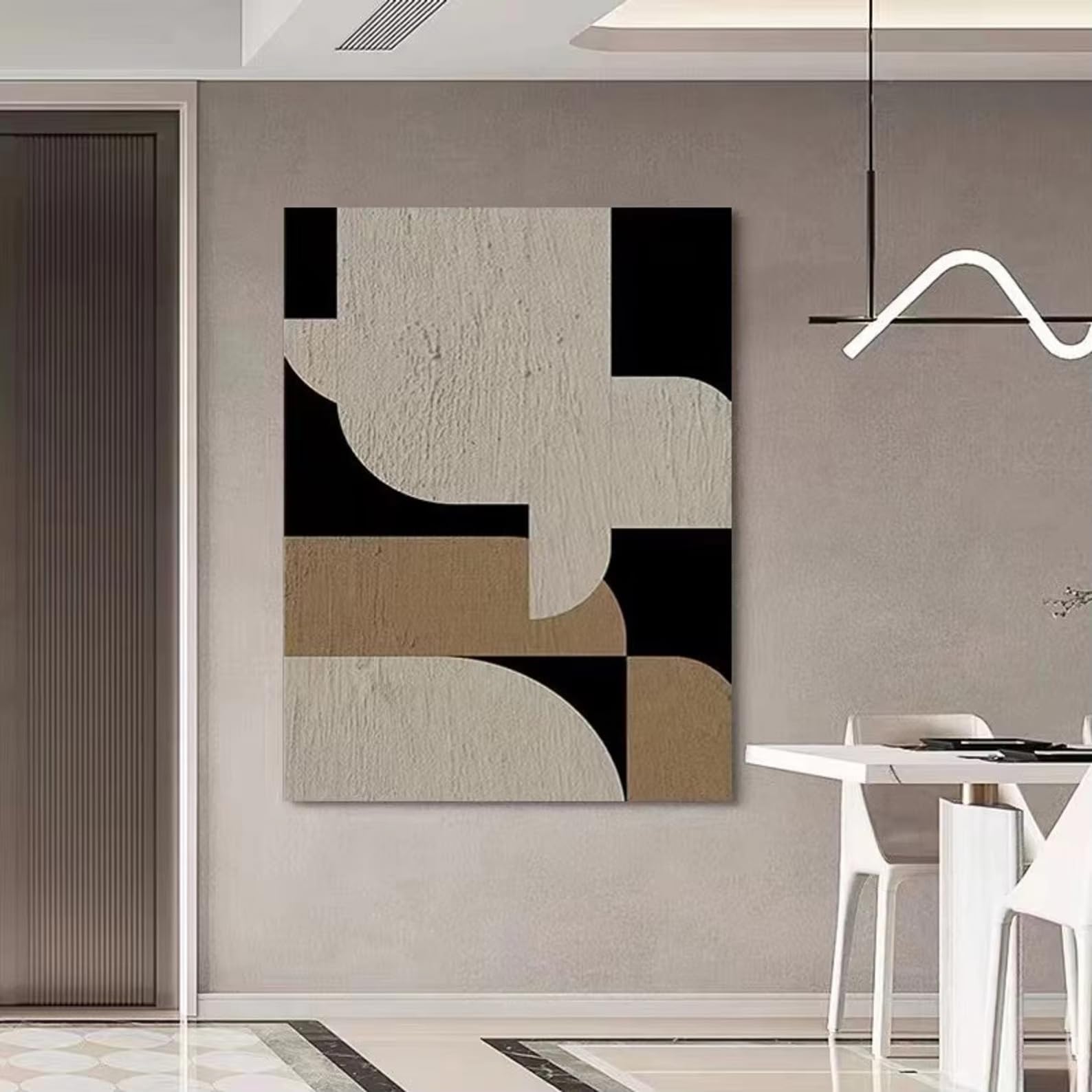 AEFOUU Canvas Wall Art Print Black and White Gold Abstract Art Painting Canvas Black White Texture Modern Wall Art Home Decor(70x100cm/28x40in/Frameless)
