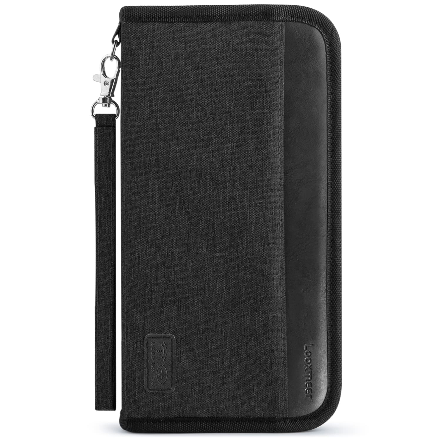 Looxmeer Travel Wallet, Family Passport Holder, Travel Documents Organizer, Durable Passport Case with RFID Blocker for Men, Women, Black, 25 x 13 x 3cm, Contemporary