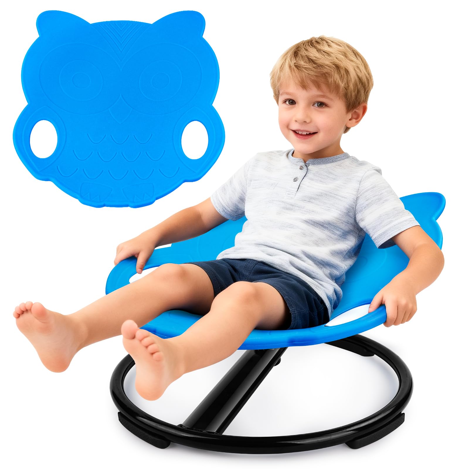Spinning Chair for Autistic Kids,Sensory Toys for Kids with Autism,Training Body Coordination and Balance,Upgraded Owl Swivel Shape Sit and Spin Sensory Toys Indoor Outdoor (Sky Blue)