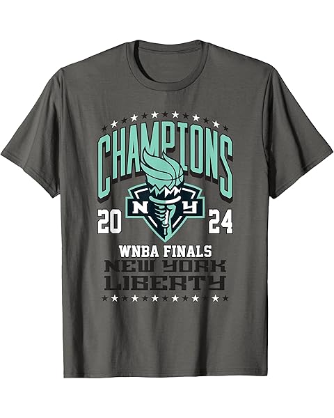 New York Liberty WNBA 2024 Championship On Top T-Shirt - Grey, Unisex-Adults/Kids, Small, Short Sleeve, Classic Fit, Cotton Blend, Crew Neck, Letter Print, Birthday, Top, Modern Embroidery