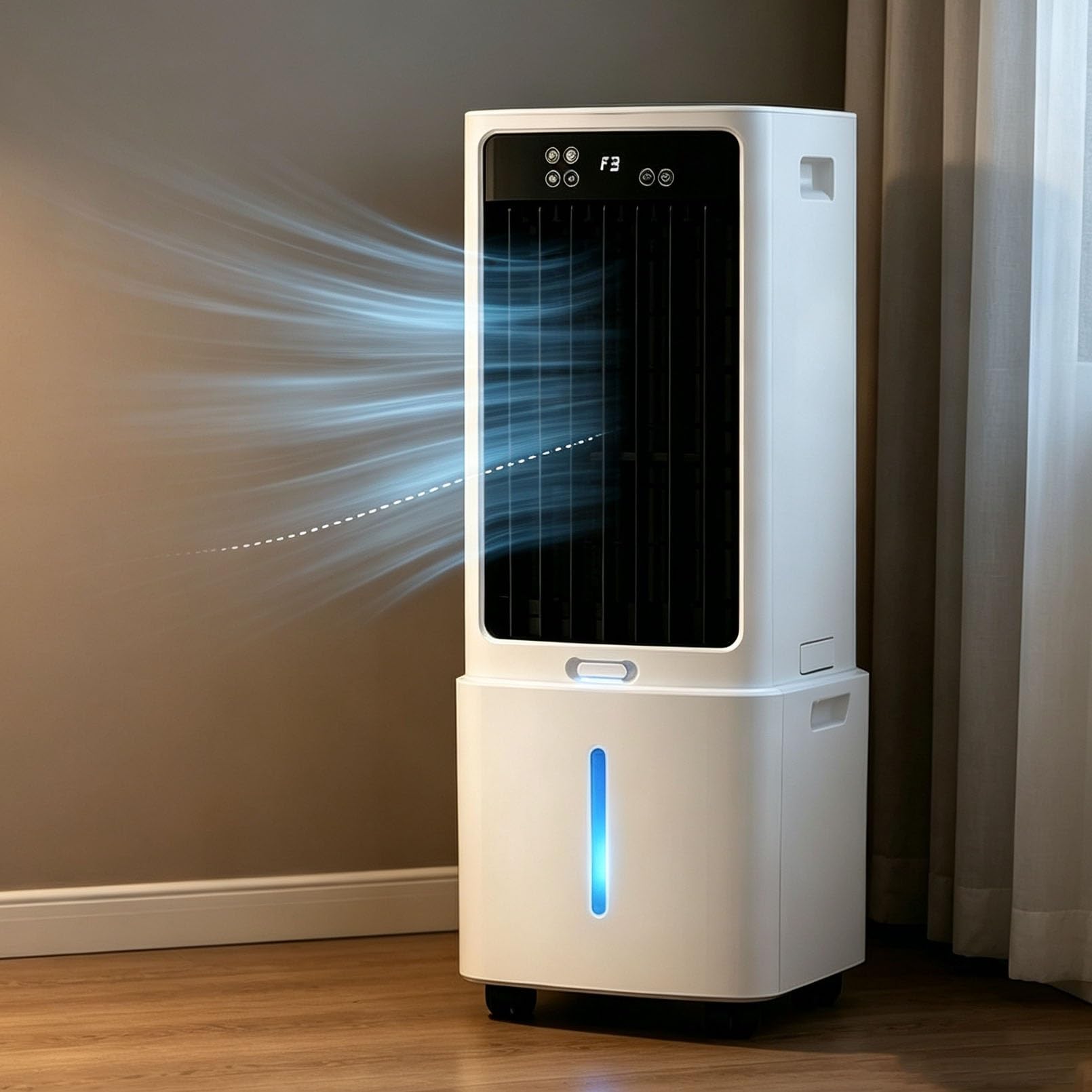 Lsoiup One Color Air Cooler 12L, Portable 3-Speed Fan, Remote, Timer, Oscillation