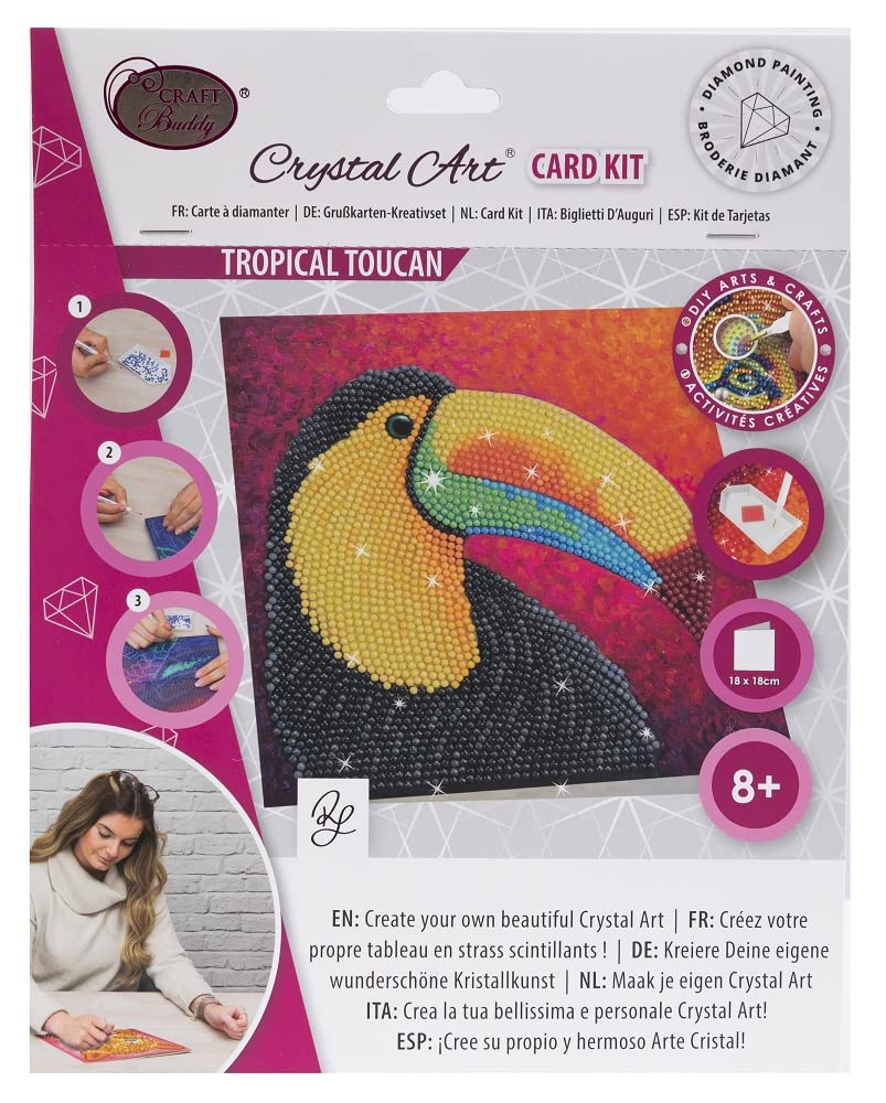 Craft Buddy DIY Crystal Art / Diamond Painting Greetings Card Kit - Tropical Toucan