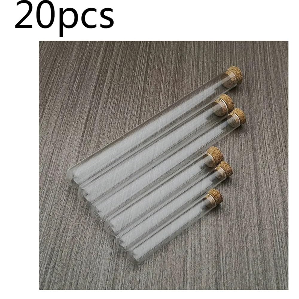 probówki ze szkła borokrzemowego, Szklane probówki z korkiem okrągłym dnem Wiele rozmiarów 20szt(15x150mm)