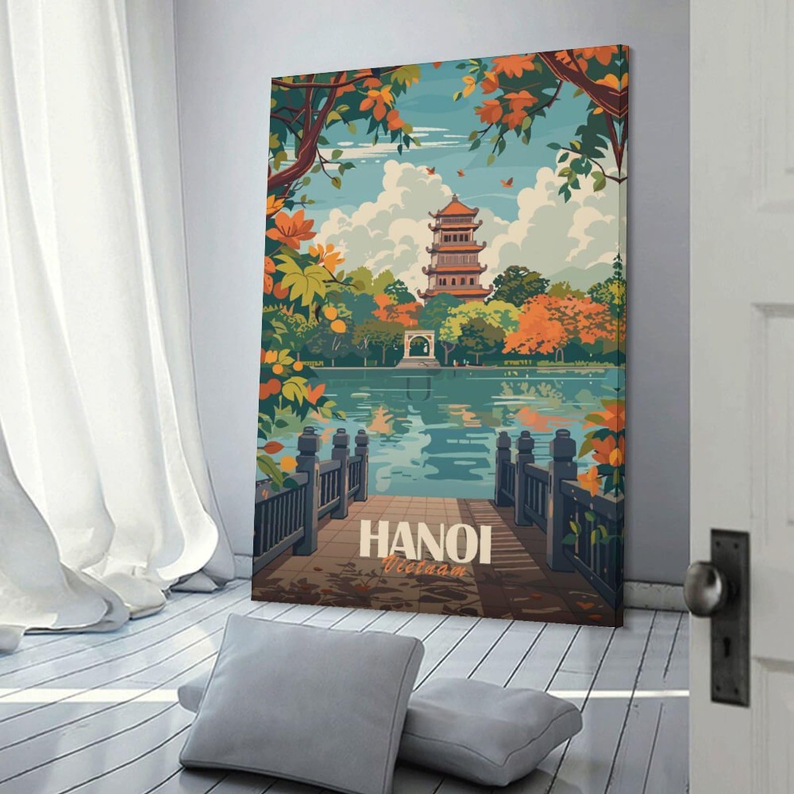 Junmoney Hanoi Vietnam Travel Decorative Canvas Print, 20x30inch(50x75cm), for Study, Office Or Focused Interiors, Canvas Wall Decor for Creative Rooms