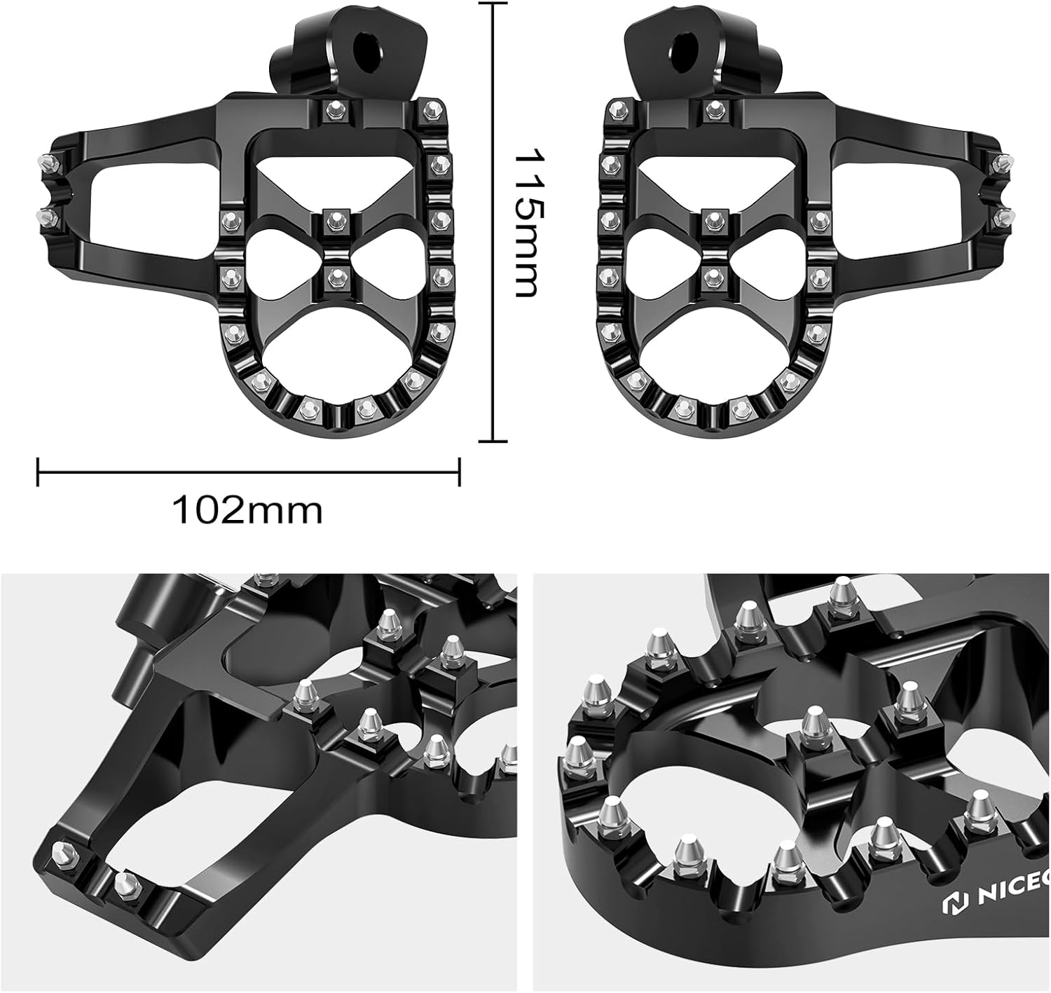 NICECNC Black Extender Foot Pegs Footrests Compatible with Yamaha YZ65 2018-2023 YZ85 2002-2023 YZ125 1997-2023 YZ250 1998-2023 YZ125X 2017-2023 YZ250X 2016-2023,See Fitment