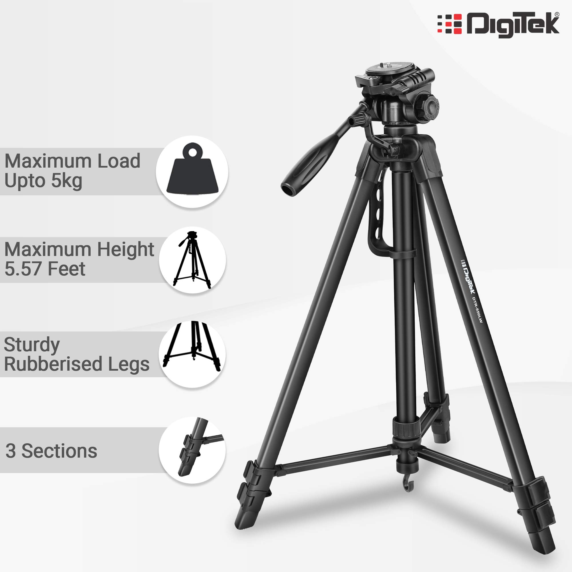 Digitek DTR 550 LW (67 Inch) Tripod For DSLR, Camera Operating Height