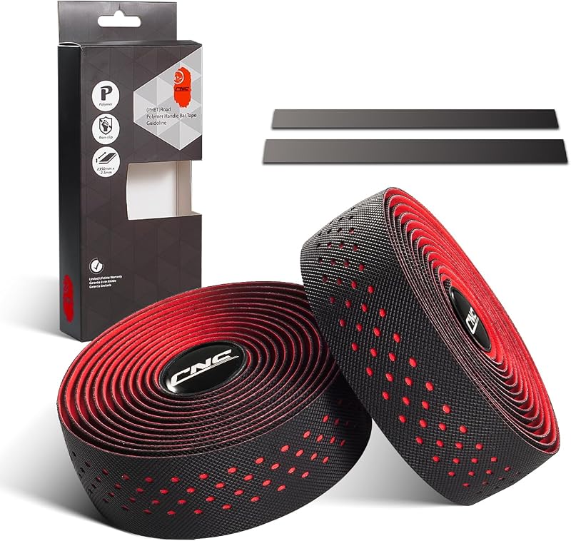 Cinta de manillar de bicicleta CNC, cintas de barra de bicicleta de carretera, 2 piezas de envolturas de mango de ciclismo para bicicleta de montaña, negro/azul/verde/rojo/blanco/amarillo/rosa (rojo)