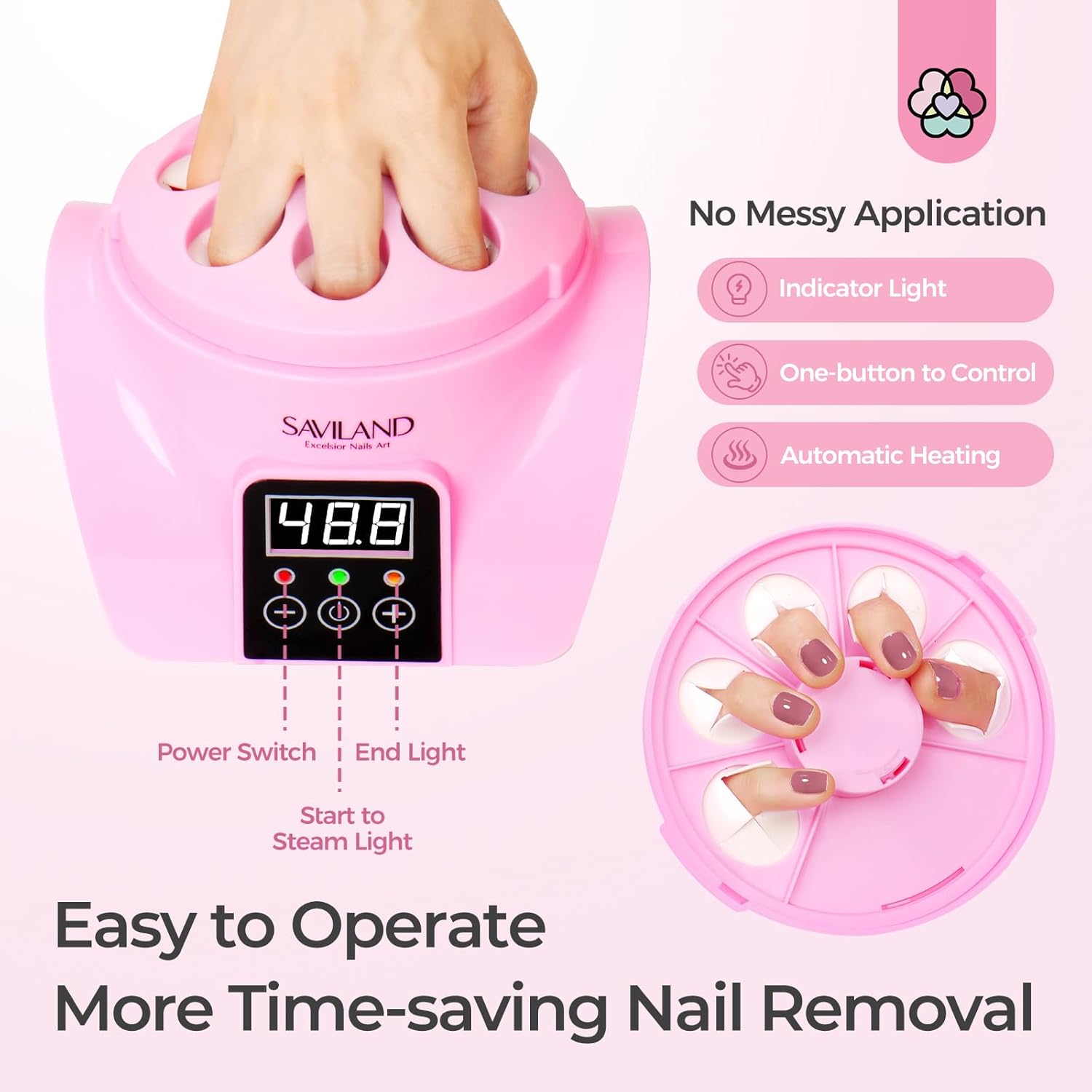 Saviland Essentials Nail Polish Remover Machine: Nail Soaking Bowl & Acetone Nail Polish Remover Gel Nail Remover Machine with Nail Soak off Bowl Soaker Tech Acrylic Nail Remover Steam Salon Home DIY