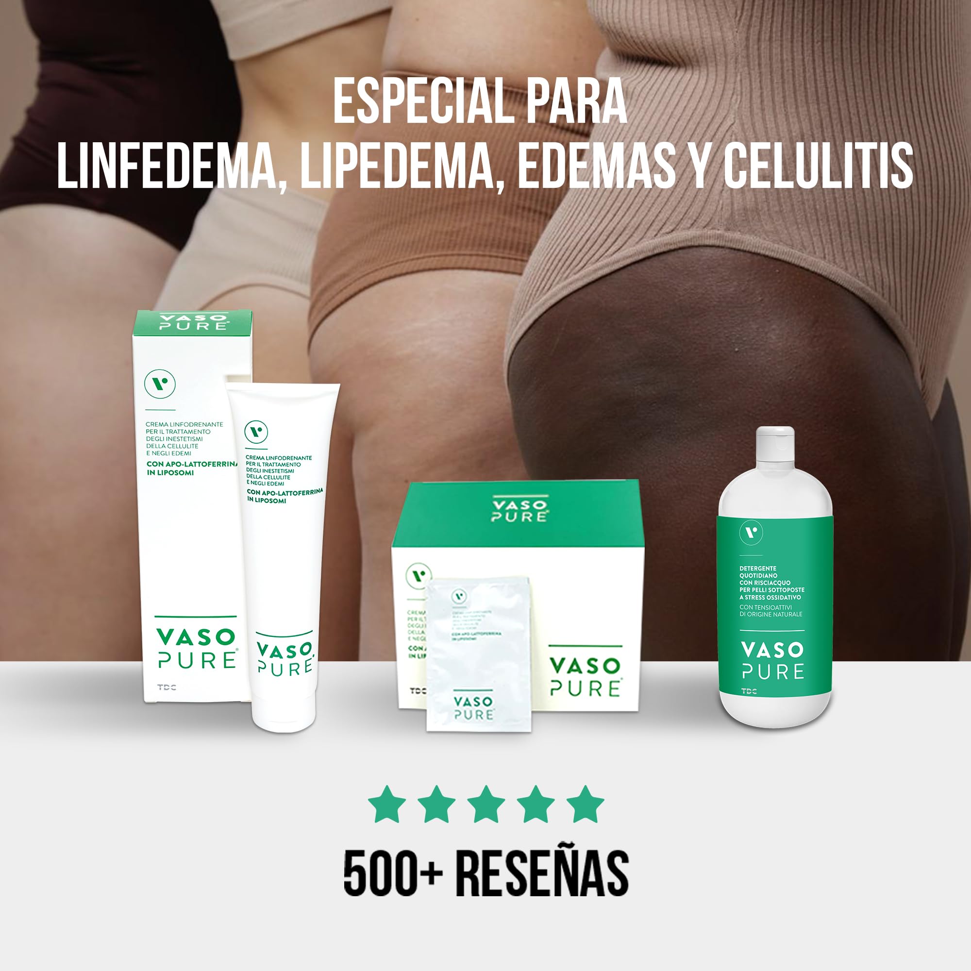 Vasopure 200ml - crema dirigida al tratamiento de edemas como la celulitis, linfedema, lipedema.