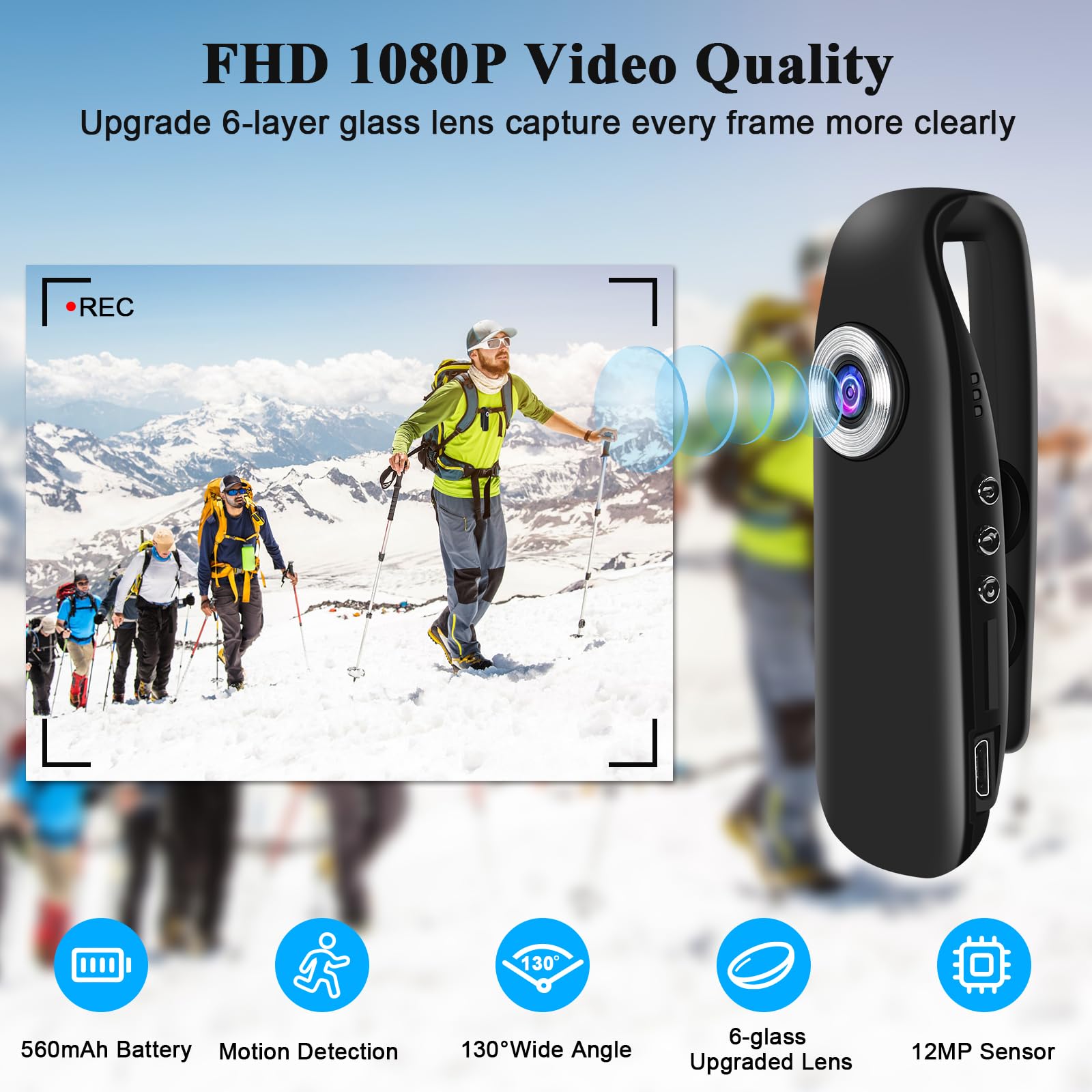 UYIKOO 32G Body Camera, Small Sport Video Camera HD 1080P Body Camera