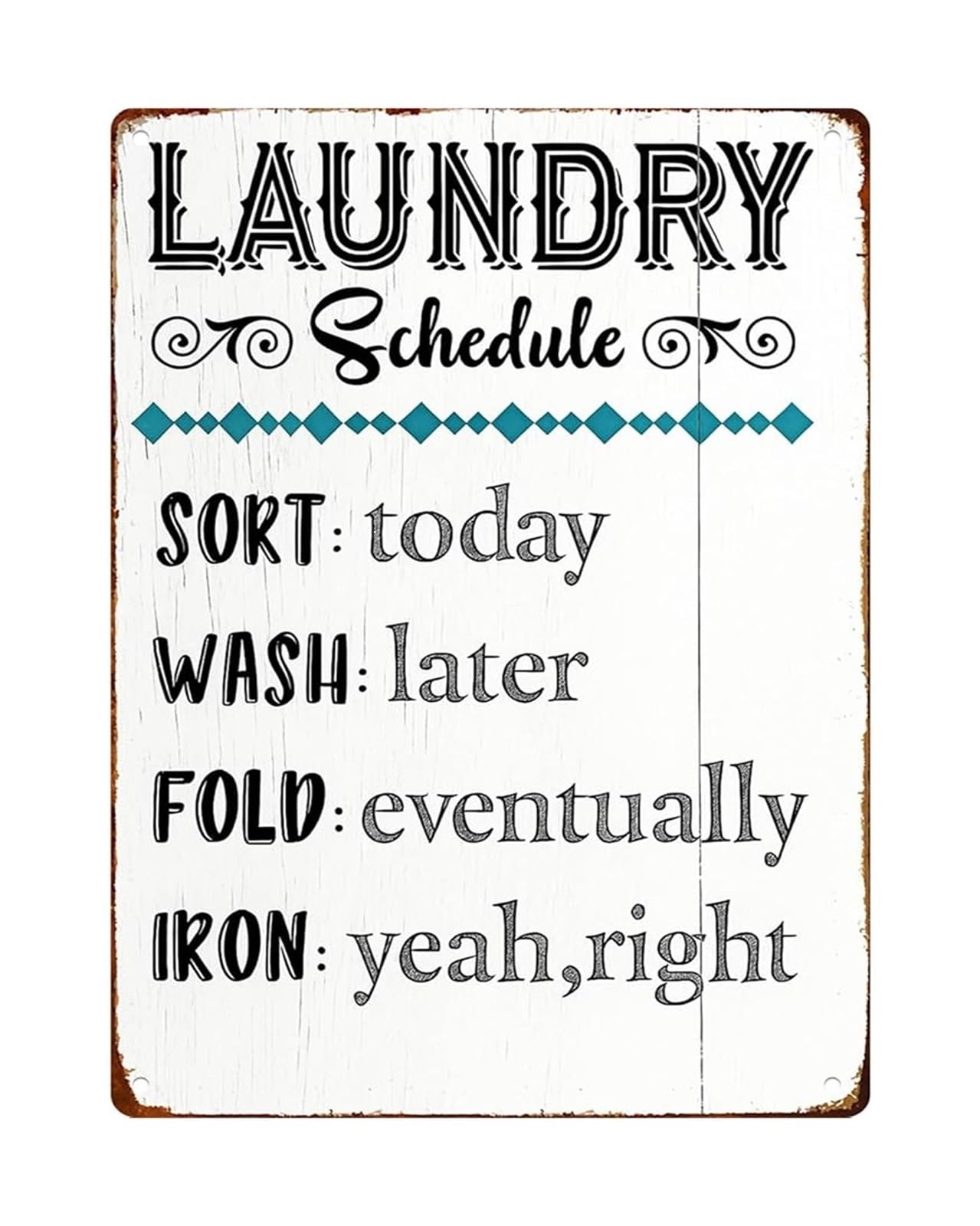 NWPNLXEA Funny Vintage Laundry Guide Metal Sign Whimsical Wall Decor for Utility Room Kitchen Cabin (8 X 12 in)