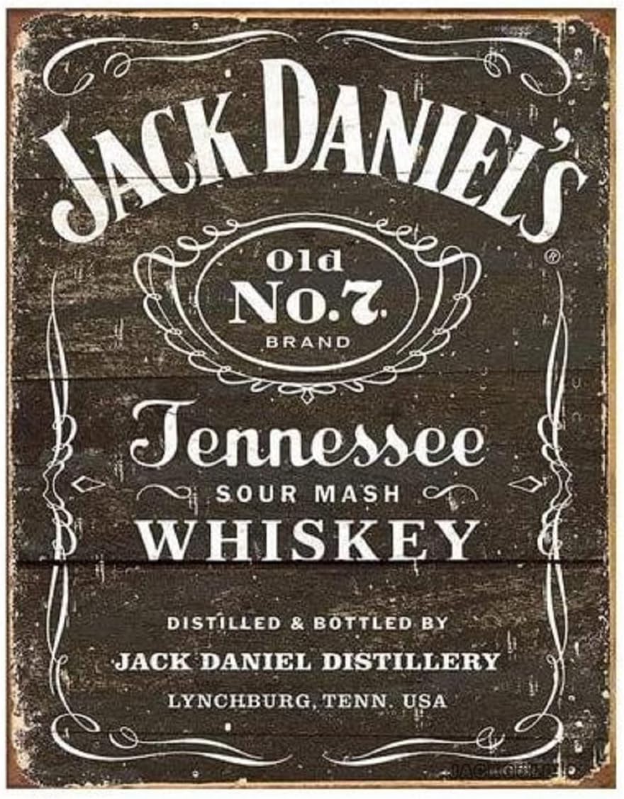 JACKGOLD MS1916 Unique Jack Daniel's-Weathered Logo Tin Sign 12 x 16 Inches