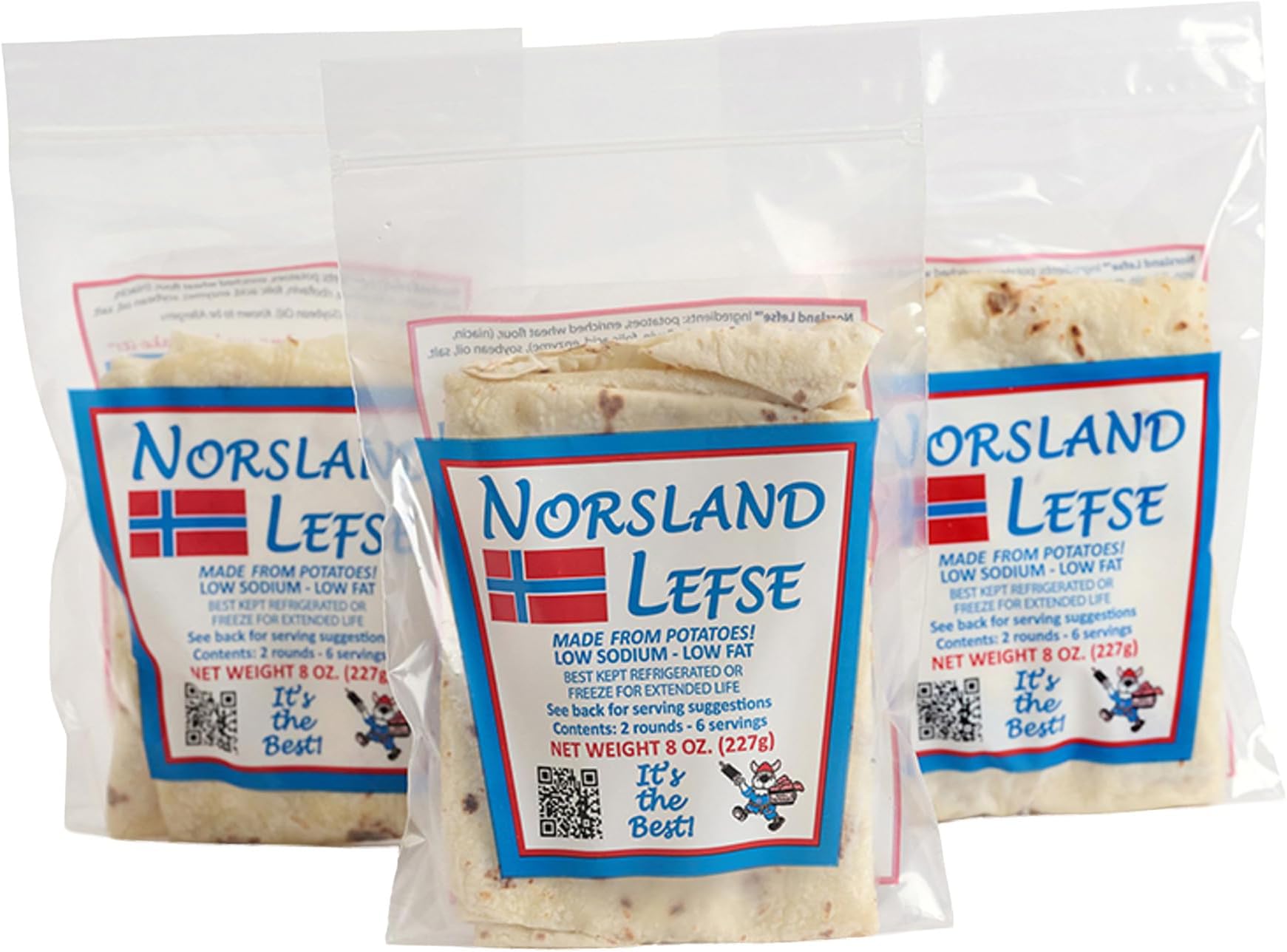 Norsland Authentic Norwegian Potato Lefse Flatbread – 3 Packages (8oz Each, 6...
