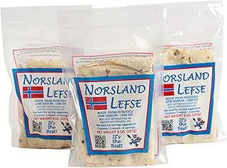 Norsland Authentic Norwegian Potato Lefse Flatbread – 3 Packages (8oz Each, 6 Rounds Total) | All-Natural, No Preservatives | Perfect for Holidays & Everyday Meals