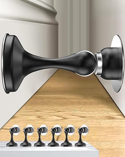 Miniatura 12 de Crosize Topes magnéticos para puerta, paquete de 1 unidad, topes de puerta de acero inoxidable para montaje en pared y piso, soporte de puerta Blanco
