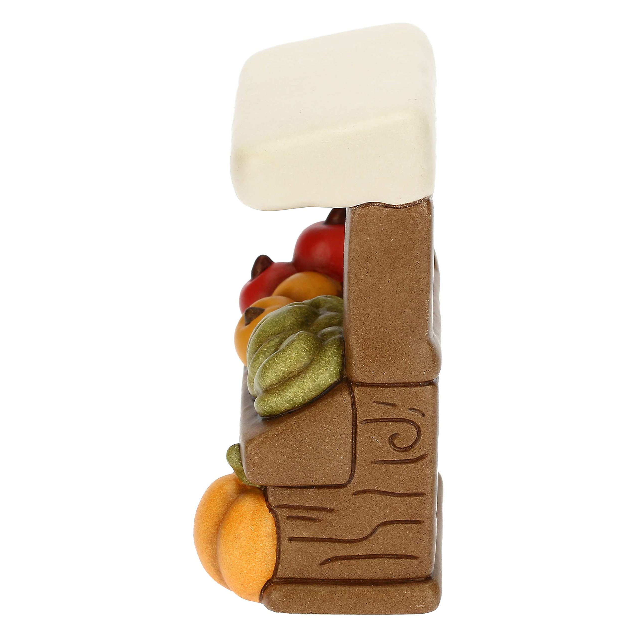 THUN - Presepe 2022 - Statuina Presepe Banco Frutta in Ceramica Decorata a Mano - Linea Presepe Classico - 7,5x4,4x8,5 cm h