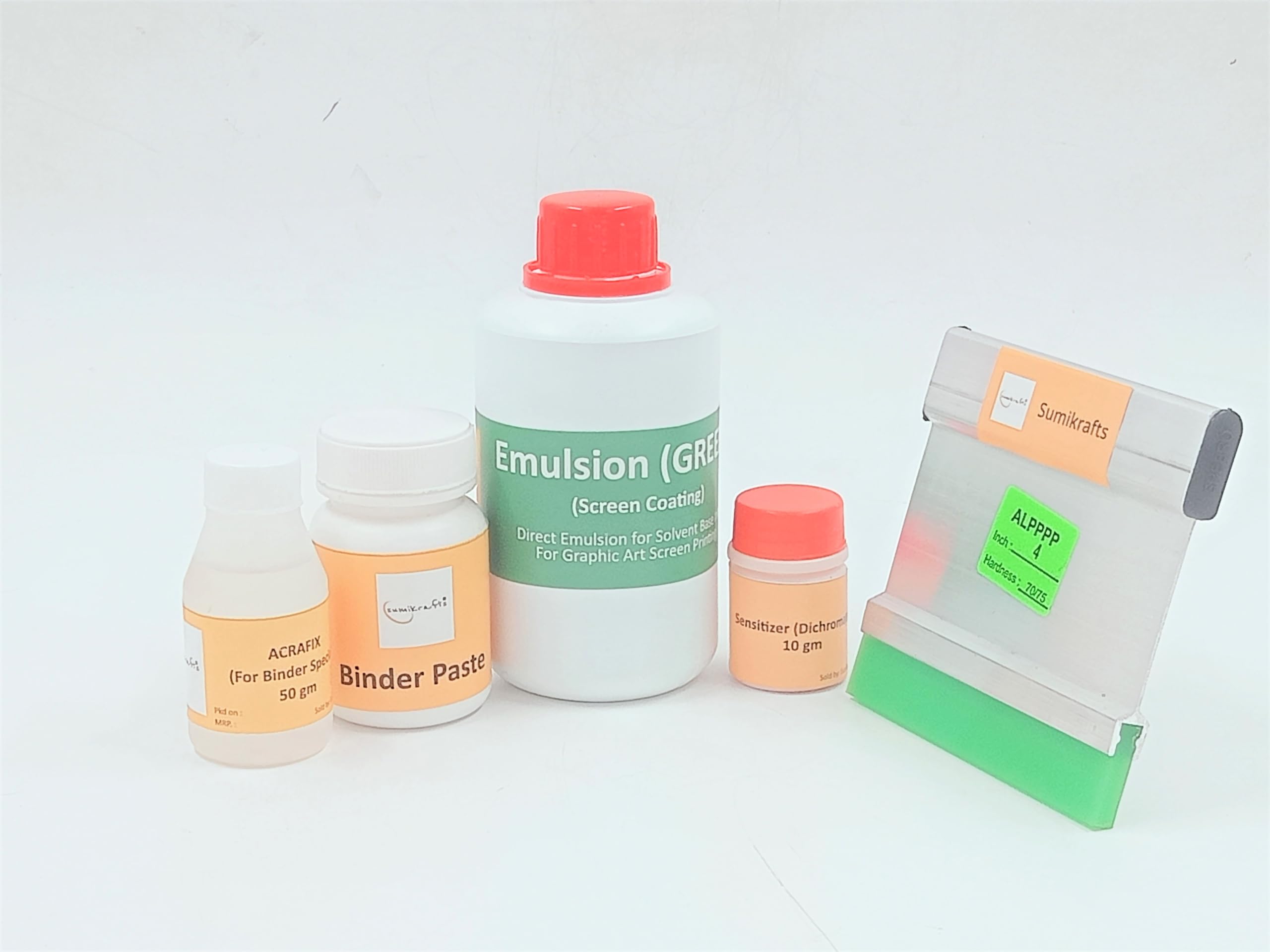 sumikrafts Screen Printing and Block Printing kit: Photo Emulsion Green 200gm+Sensitizer 10gm+Binder Paste 90gm+acrafix 50gm+ 4 inch Stopper-kit of 5 pcs-picture-30