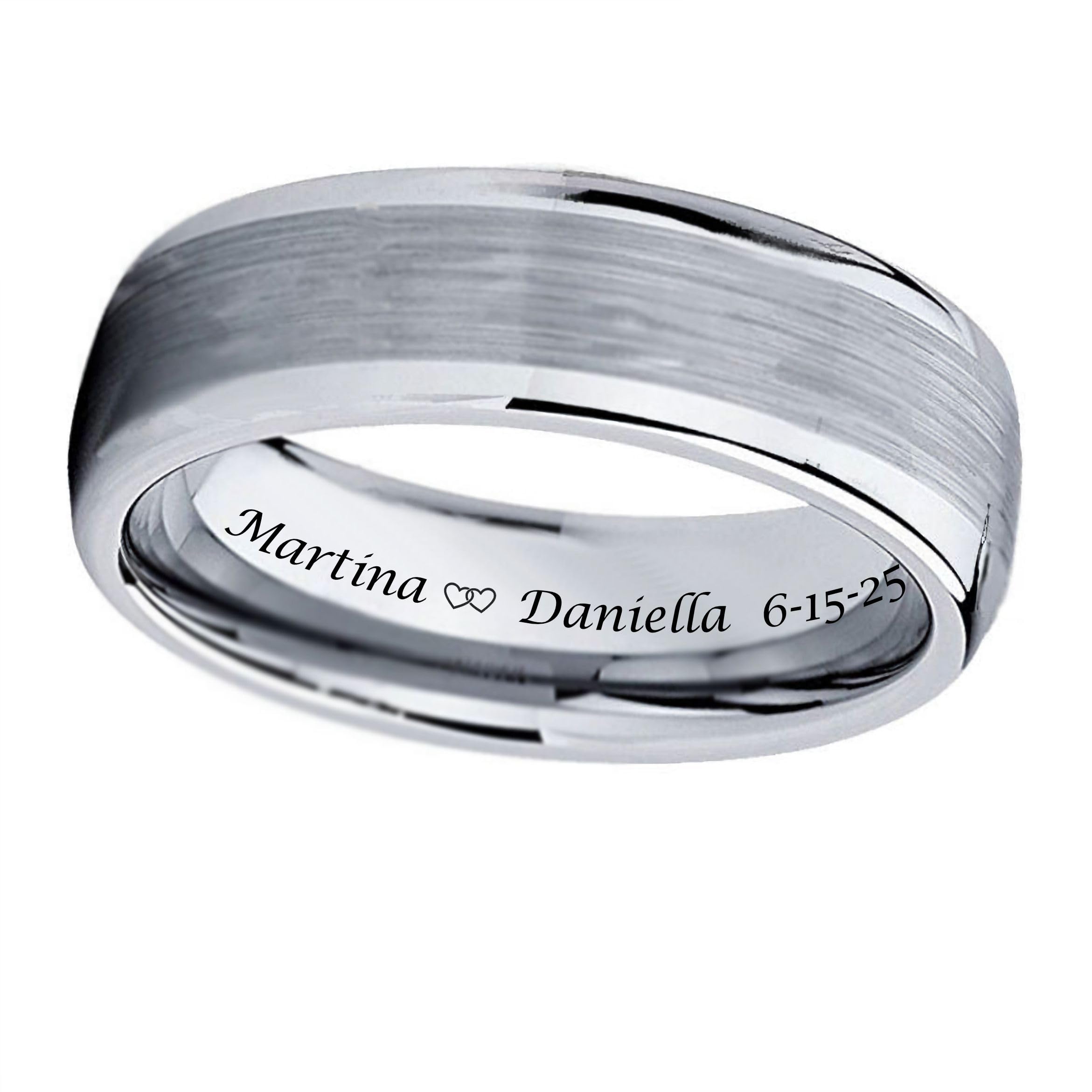 Personalized Two Tone Silver Tungsten Ring Engraved Free - Custom Men's Tungsten Ring - Silver Wedding Band - 6mm Comfort Fit | Free Engraving in Any