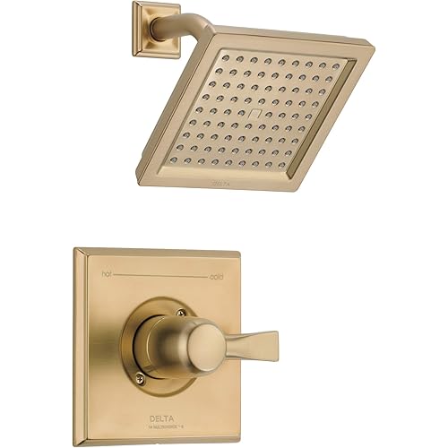 Delta Faucet Dryden 14 Series Single-Function Shower Trim Kit with Single-Spray Touch-Clean Shower Head, Champagne Bronze, 2.0 GPM Water Flow, T14251-CZ-WE (Valve Not Included)