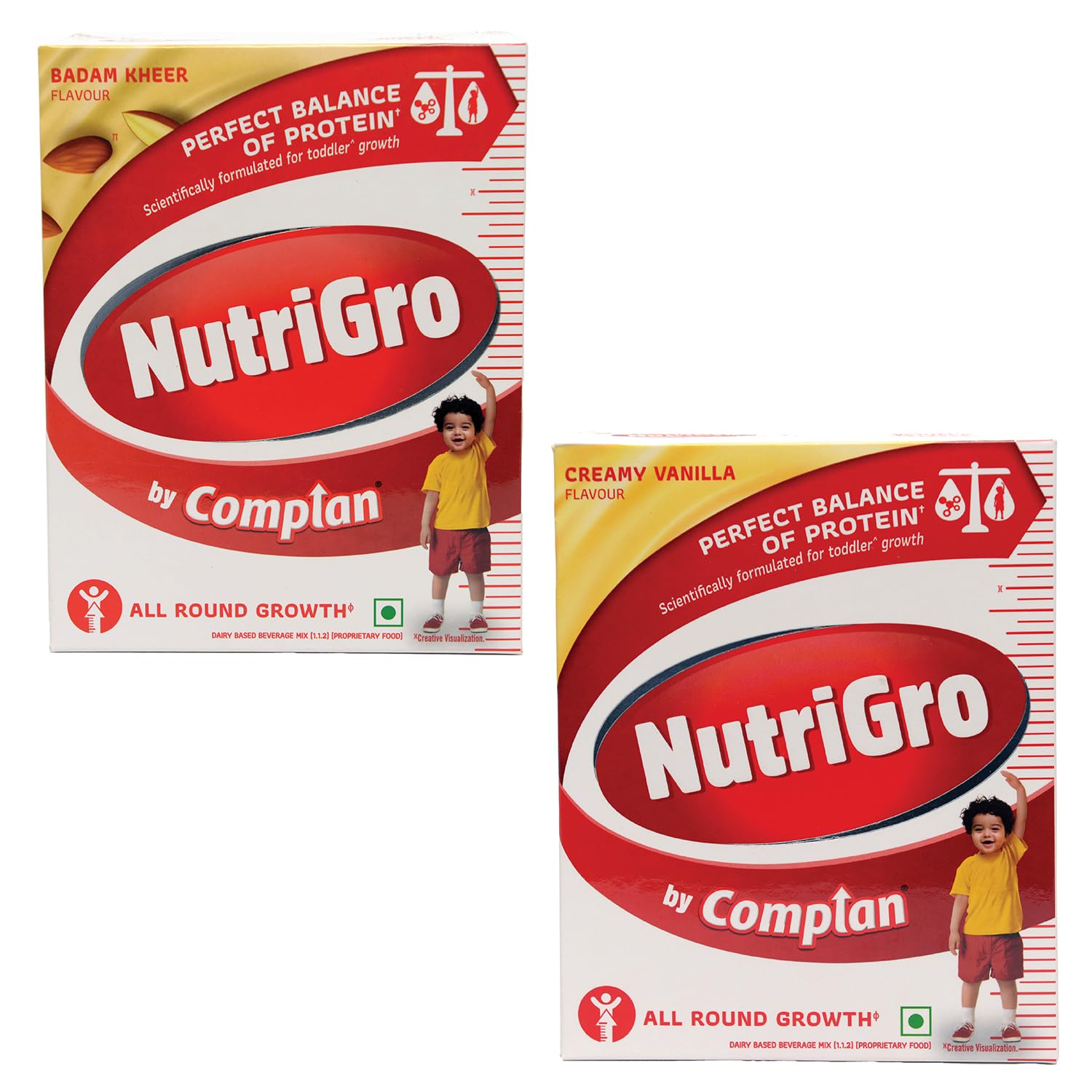 Nutrigro By Complan for Kids (2 to 6 years), Milk Based Drink with 33 Essential Vitamins & Minerals (200g Pack of 2) - Badam kheer & Creamy Vanilla