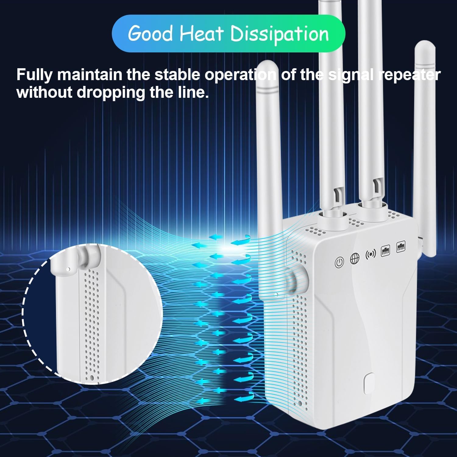 Close-up of WiFi Extender showing ventilation holes
