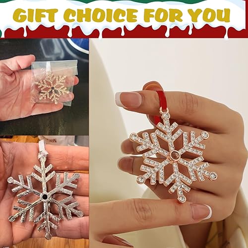 Miniatura 4 de 3 adornos colgantes para árbol de Navidad, decoración de Navidad, decoración de Navidad, decoración de regalo de recuerdo (copo de nieve dorado rosa)