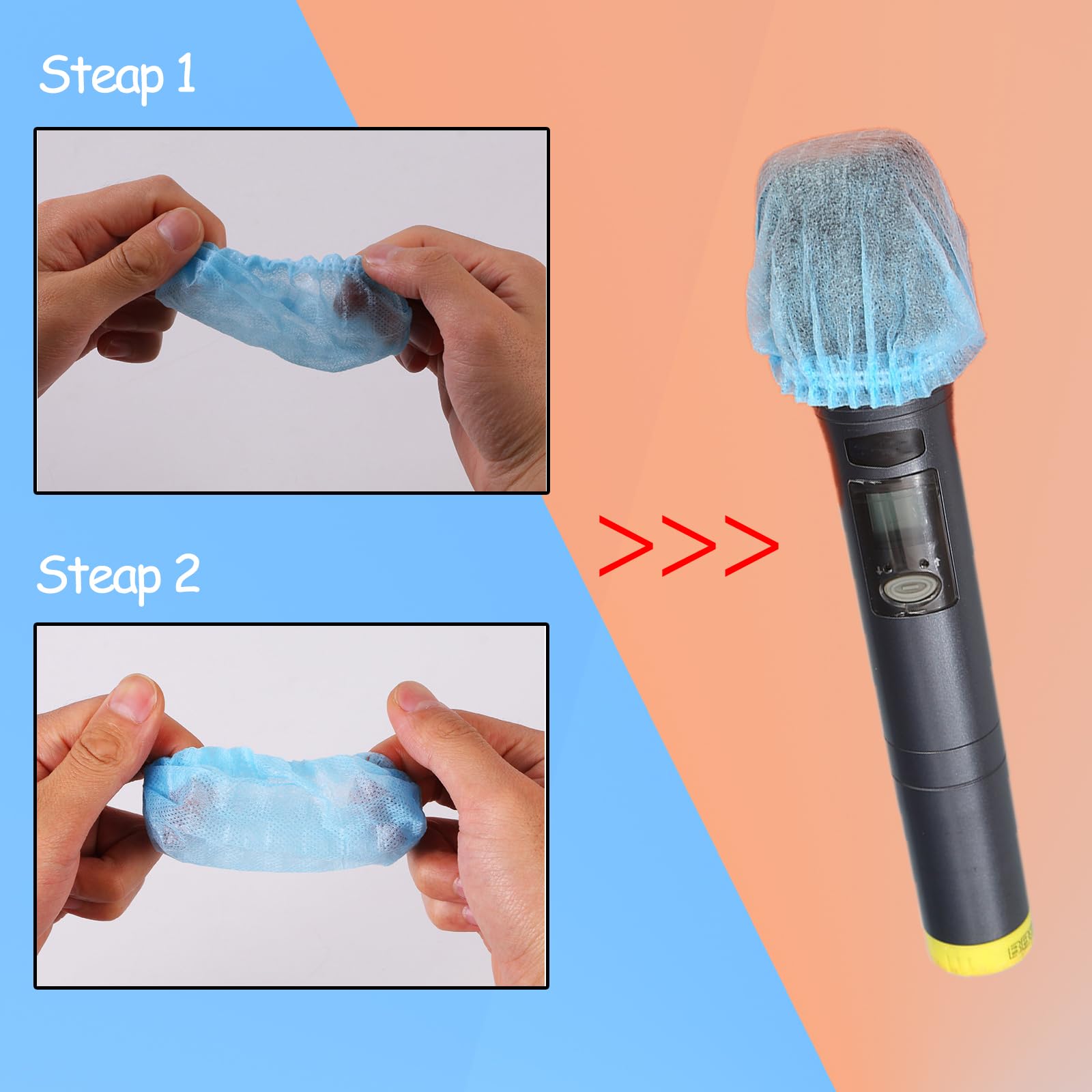 50 pièces couvertures de micro hygiéniques jetables non tissées antibactériennes pour la plupart des microphones portables, pour karaoké, concerts,(5 couleurs,10 de chaque couleur)