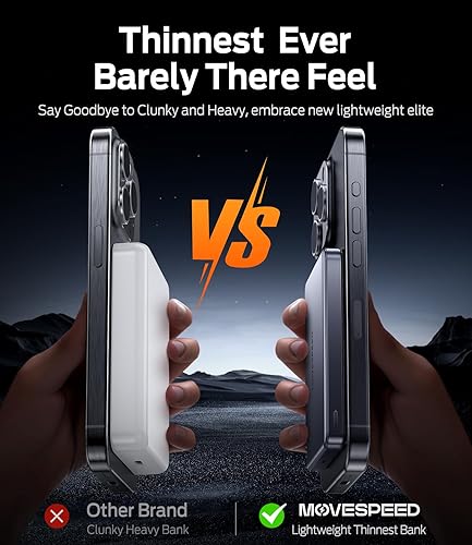 Miniatura 2 de MOVE SPEED Magsafe - Cargador magnético de 0.5 pulgadas y 10,000 mAh, cargador portátil MagSafe para iPhone 17, accesorios de aire, paquete de