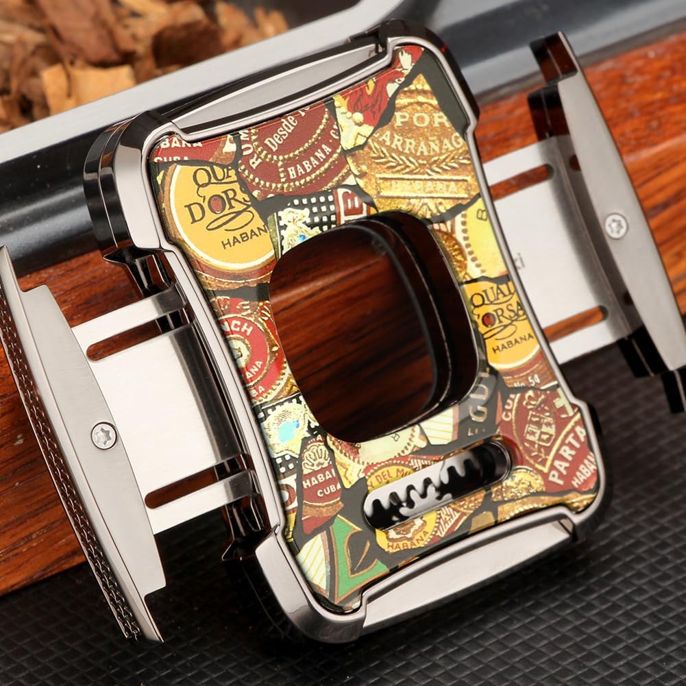 ZUC Cigar Cutter Guillotine Double Slicer Scissors Shear Retro Style Metal Stainless Steel Accessories Tool(A)