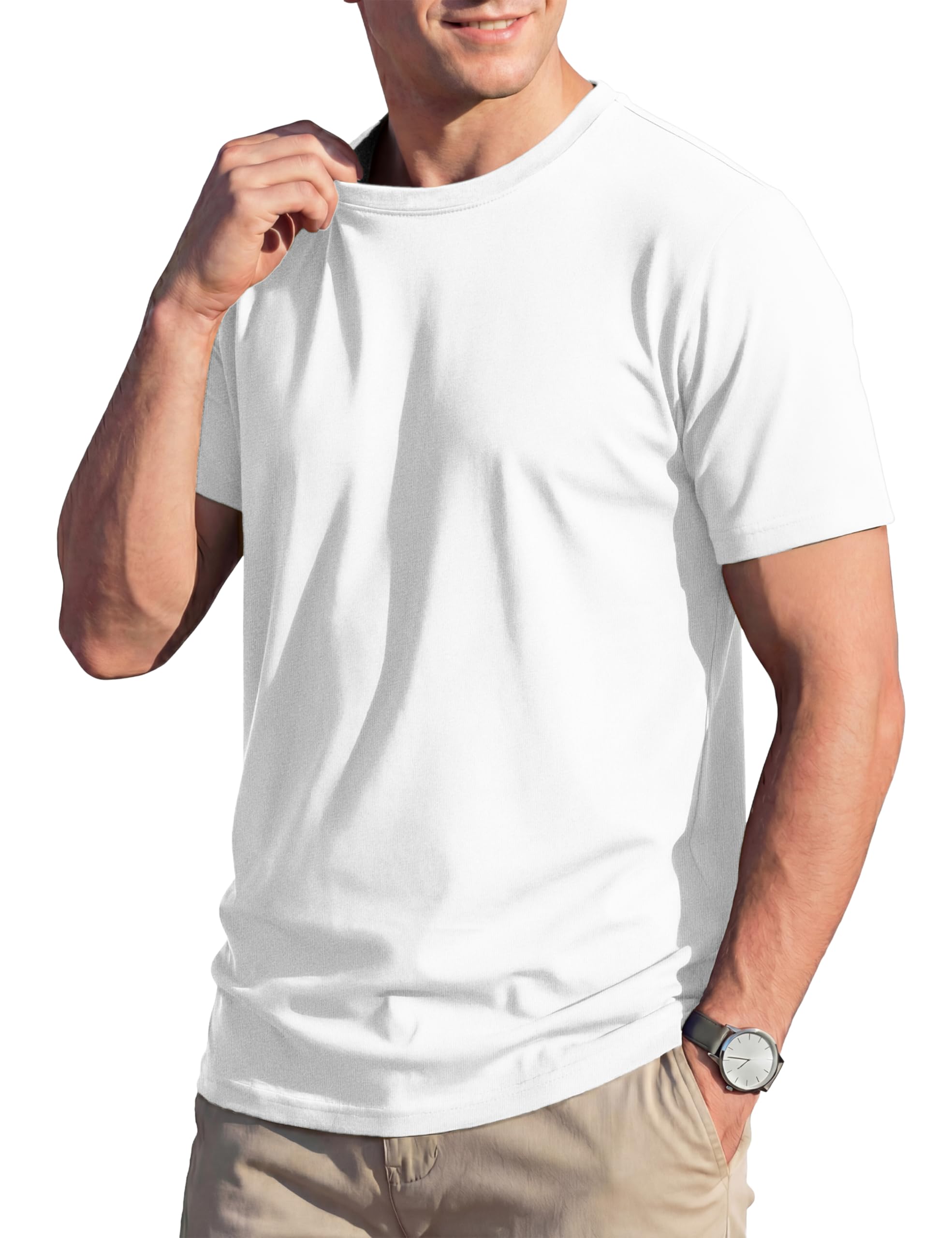 TACVASEN T Shirt Herren Kurzarm Baumwolle T-Shirt Rundhals Sommer Tshirt Regular Fit Basic Tops Weiches Casual Oberteil