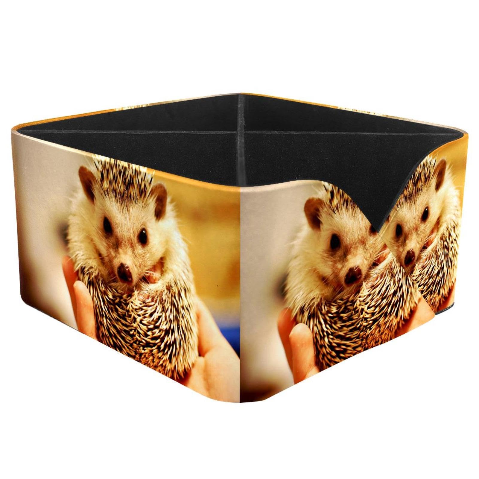 KengjuTesu Cute Hedgehog Desktop Organizer Pen Holder, Rectangular Pencil Cup for Office, Study and Makeup Stations