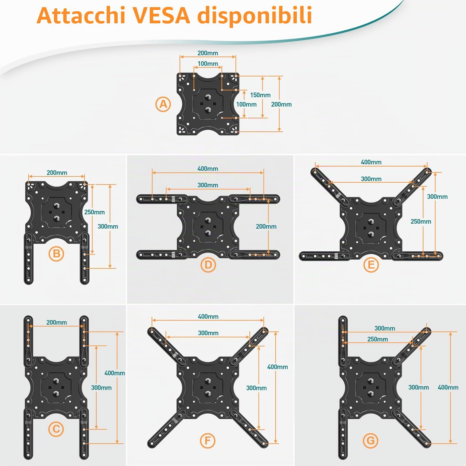 ELIVED Supporto TV arrotolabile, per TV da 23-60", fino a 35 kg, VESA 400 x 400 mm | Supporto TV regolabile in altezza per tetto piatto o inclinato EV3015