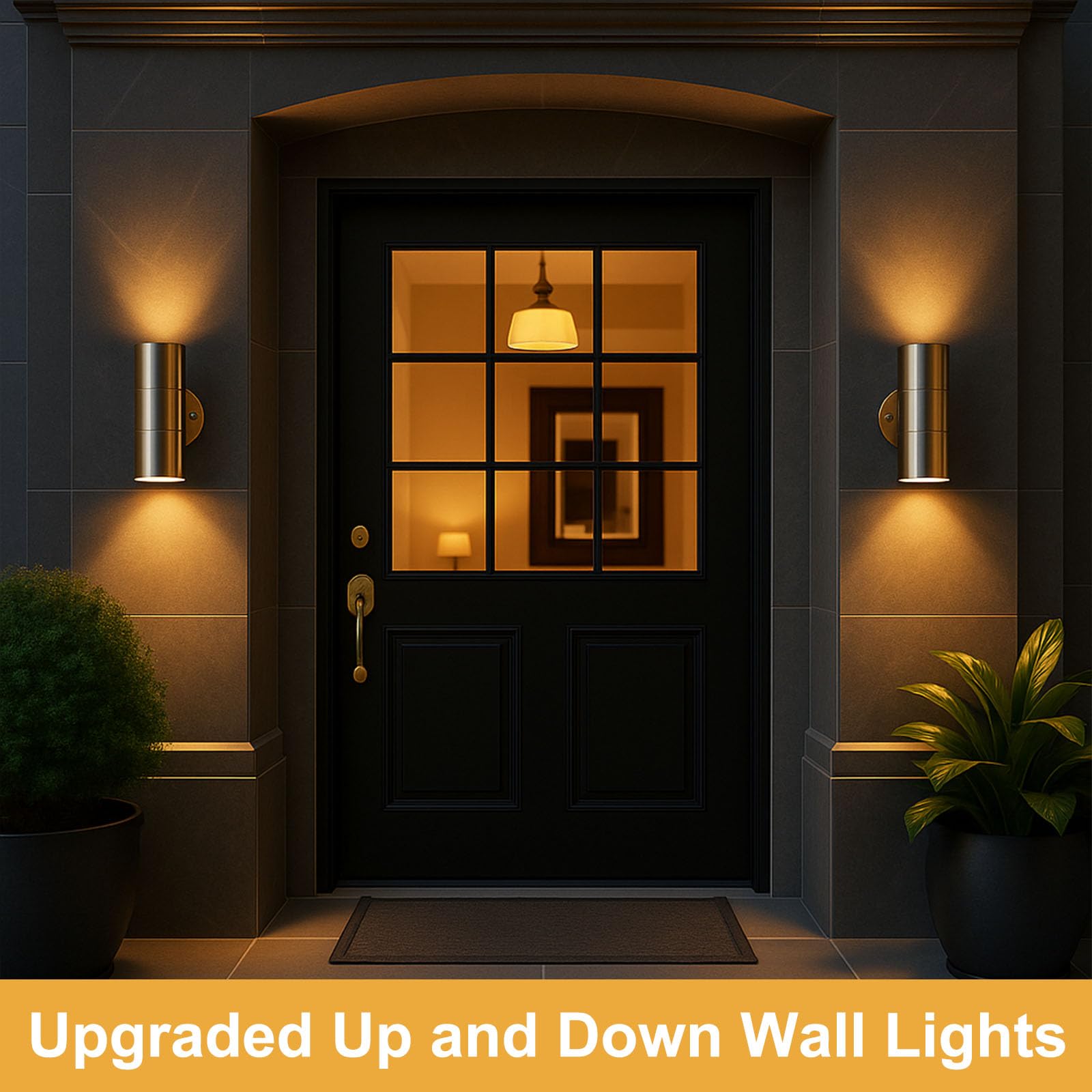 Outside Wall Lights Mains Powered, 3 CCT GU10 Bulbs Up Down Outdoor Wall Sign Light - Image 3