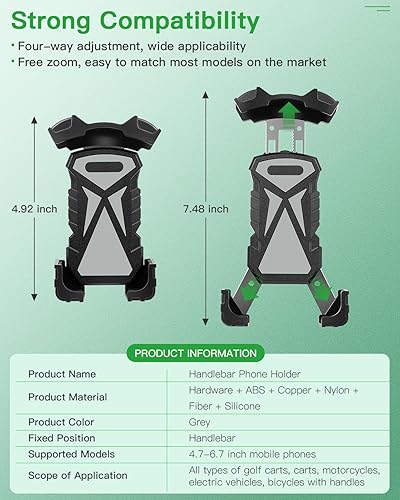 Miniatura 2 de Soporte universal para teléfono para carrito de golf, soporte de teléfono para bicicleta, cochecito, carrito de empuje, barco, automóvil,