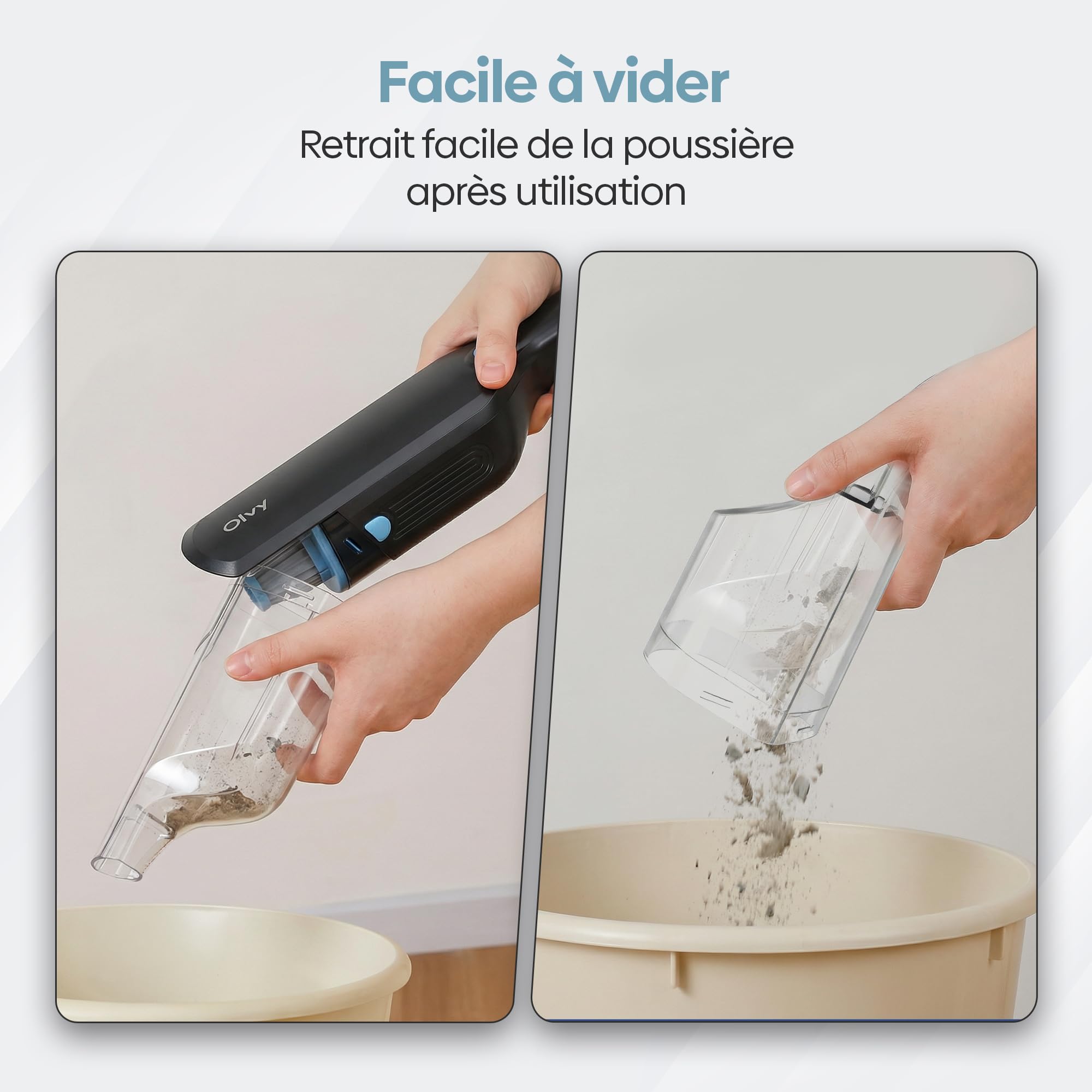 Aspirateur portatif sans fil puissant à 2 vitesses pour poils d'animaux, mini aspirateur portable pour voiture et maison, longue autonomie, filtre HEPA lavable, nombreux accessoires