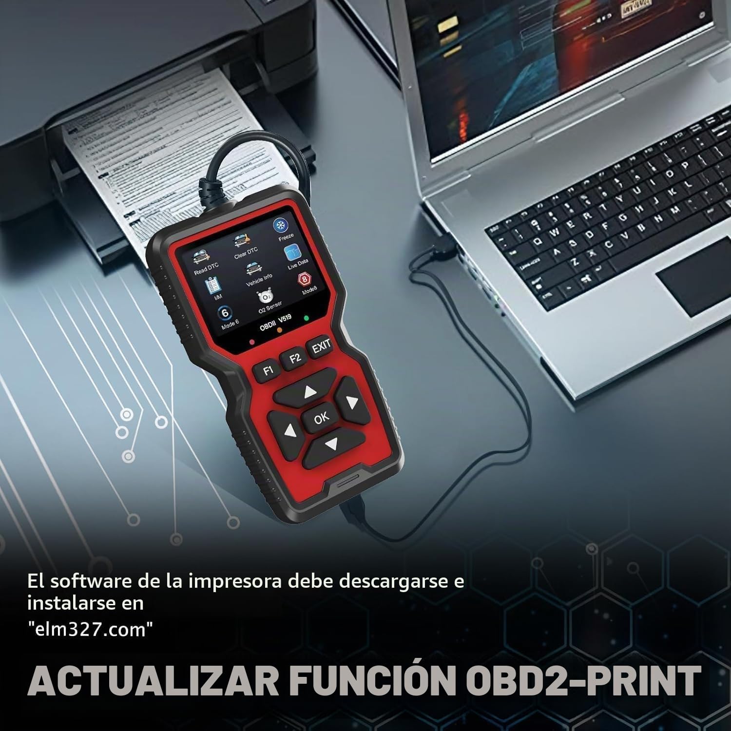 Dispositivo de diagnóstico OBD2, Lector de Errores con Todas Las Funciones OBDII, Universal para Camiones y Coches, 10 Idiomas para después de 2000 Todos los vehículos, Lector de código de Error