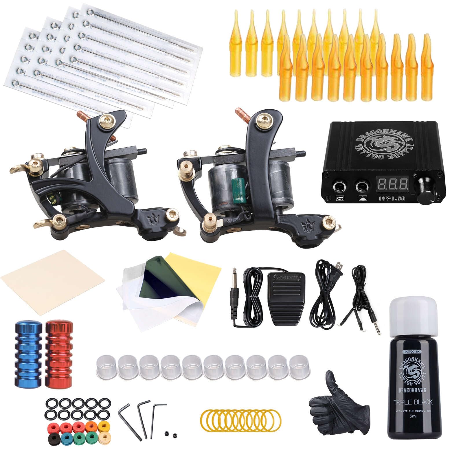 Amazon.com: Dragonhawk Traditional Pro Complete Tattoo Kit - Two