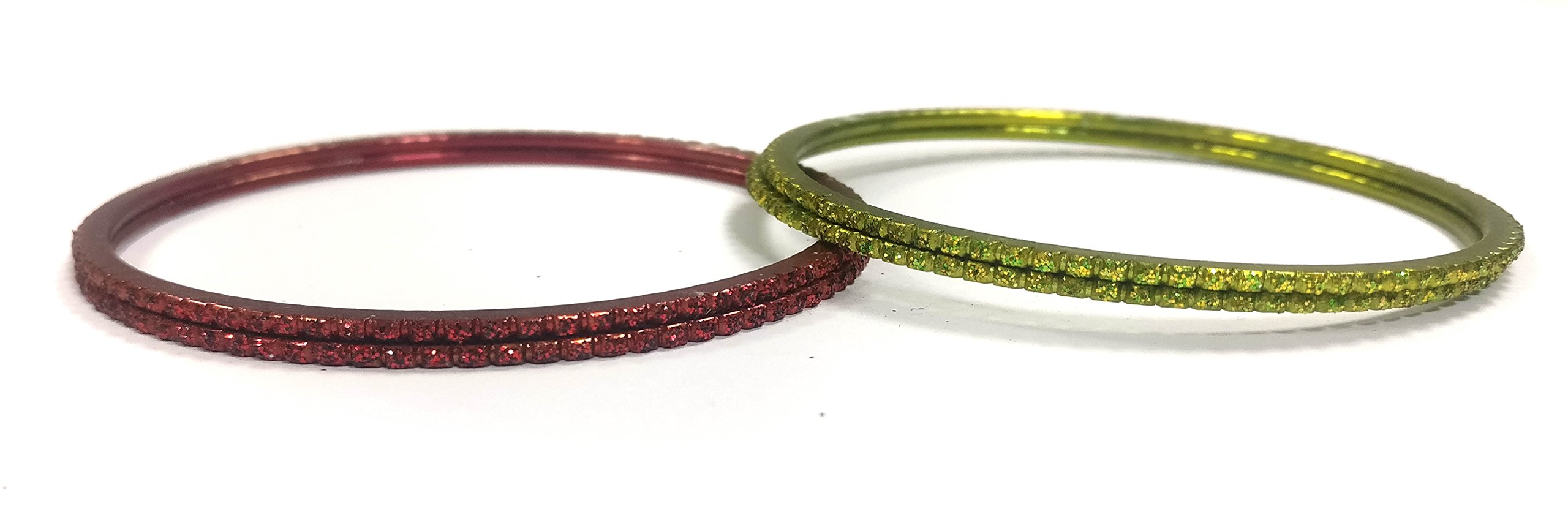 ALPHA INDUSTRIESAlpha Green & Red Bangle Set for Women - Set of 4 (Size: 2.6)