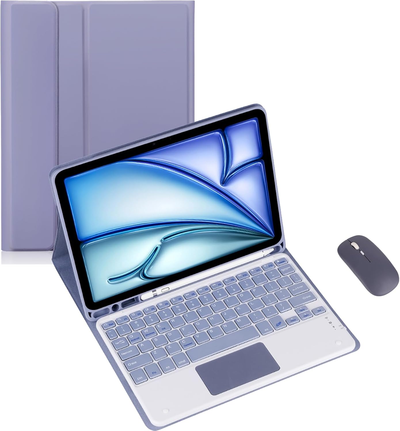 Keyboard Case for Xiaomi Redmi Pad 2 10.95inch Tablet, Wireless Bluetooth Keyboard, Soft Silicone Edge Protective Case with Stand, Built-in Pen Holder (Purple,Touch Pad and Mouse)